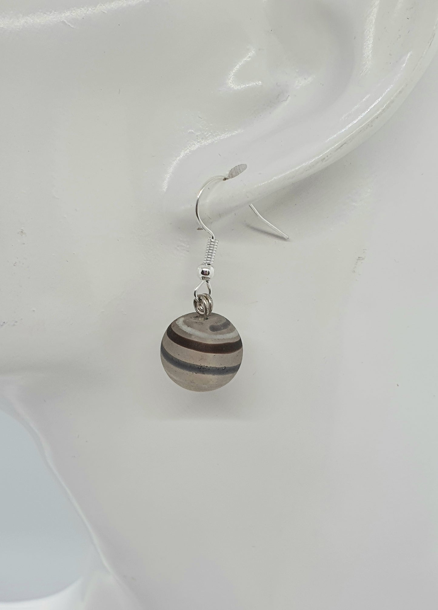 Grey Swirl Bead Drop Earring