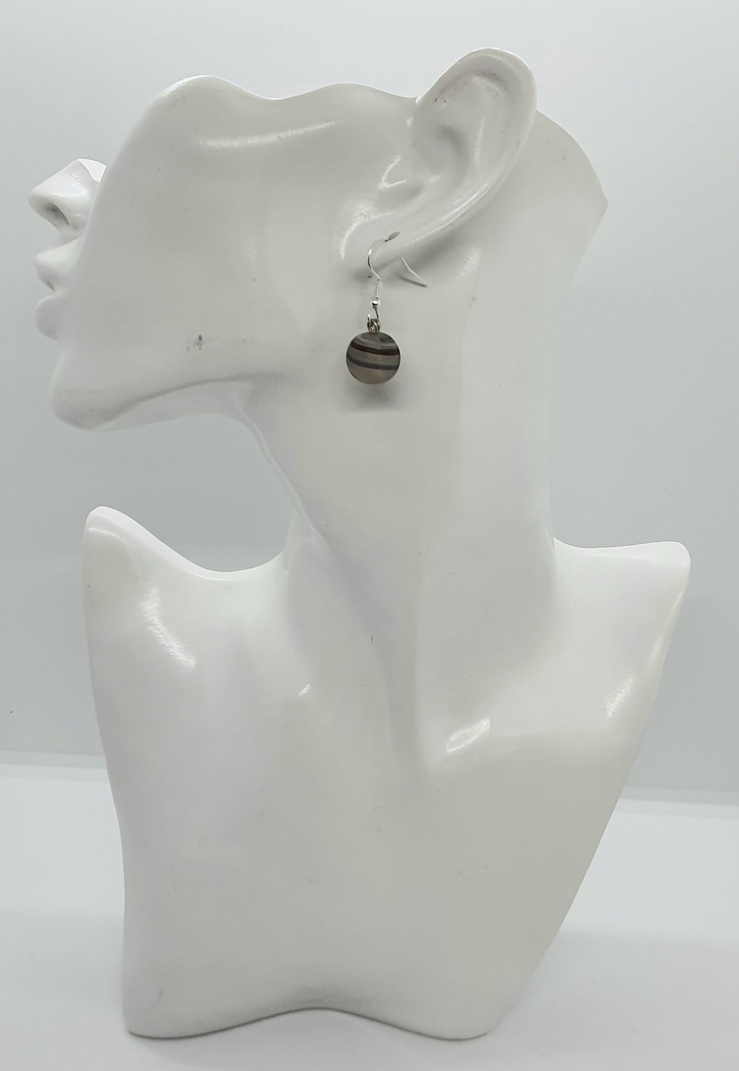 Grey Swirl Bead Drop Earring