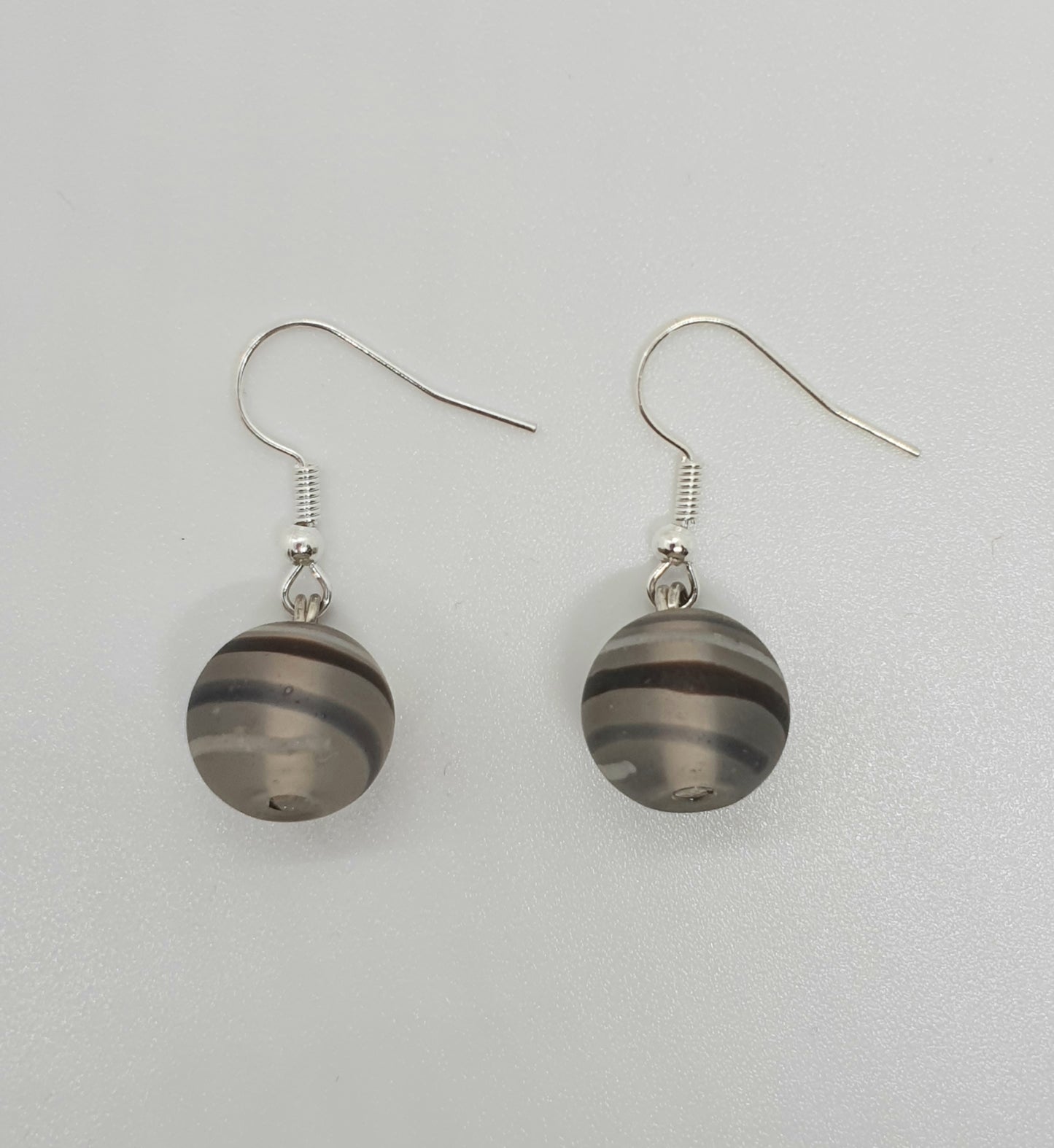 Grey Swirl Bead Drop Earring