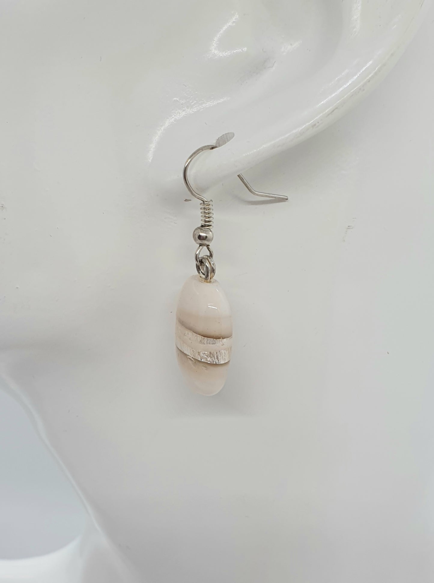 Beige Glass Bead Drop Earring