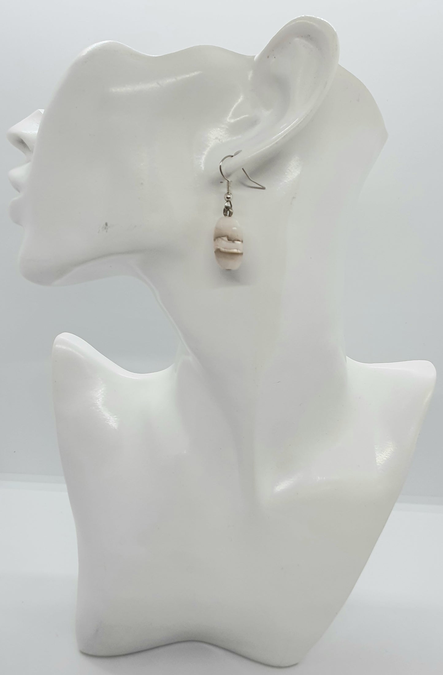 Beige Glass Bead Drop Earring