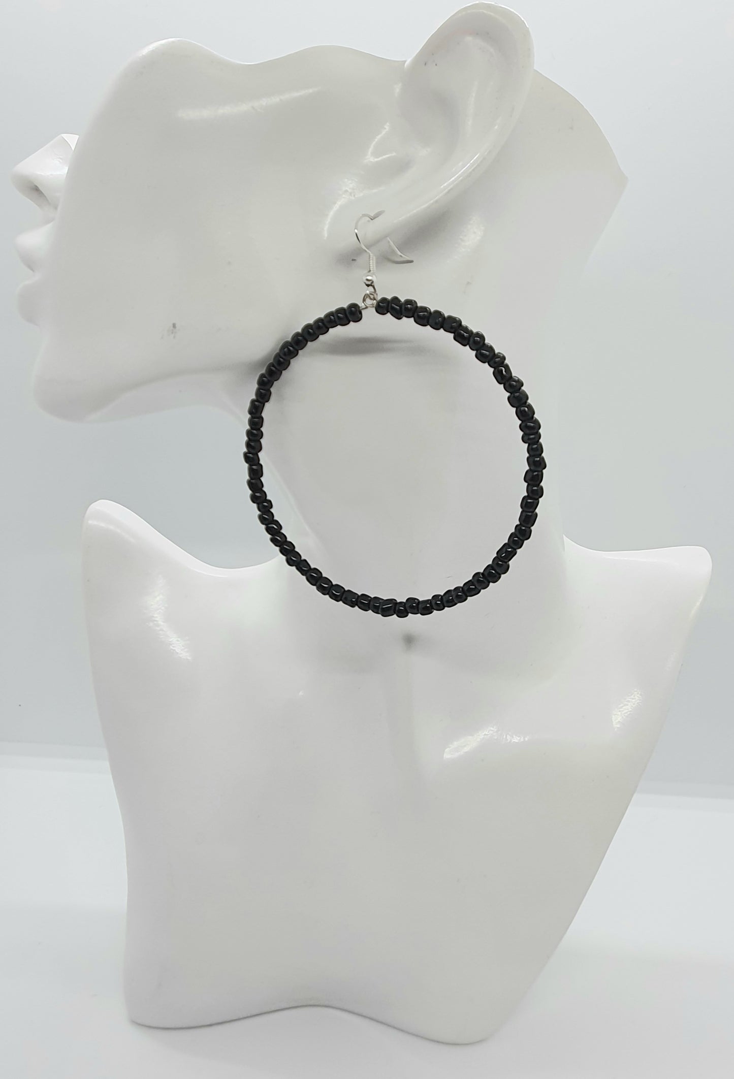 Large Beaded Hoop Earrings