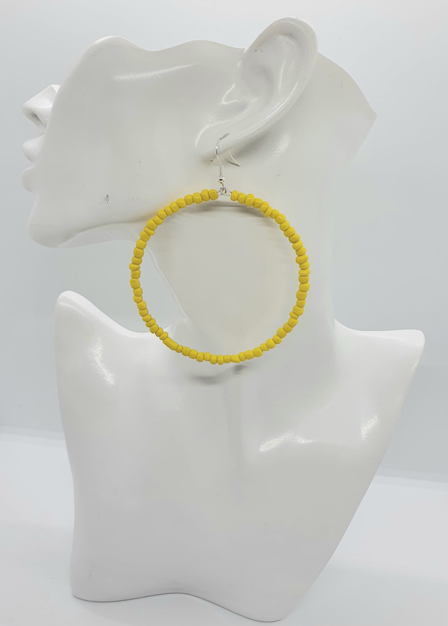 Large Beaded Hoop Earrings