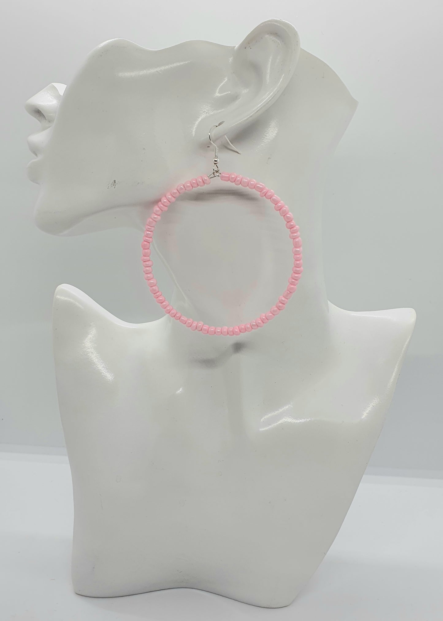 Large Beaded Hoop Earrings