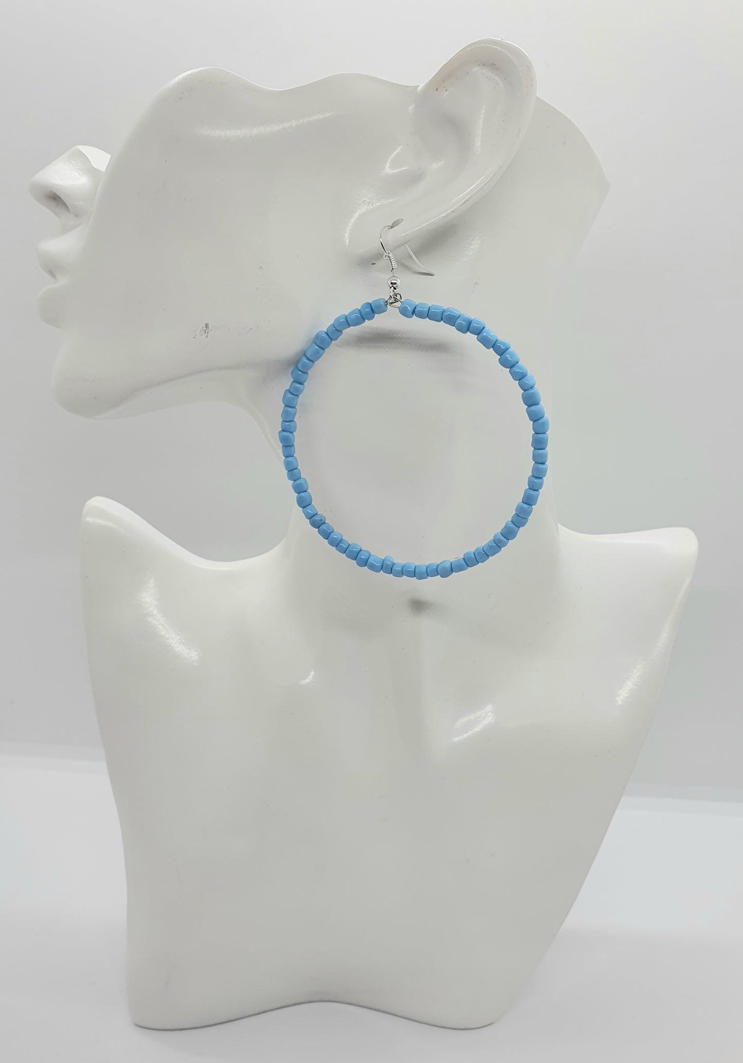 Large Beaded Hoop Earrings