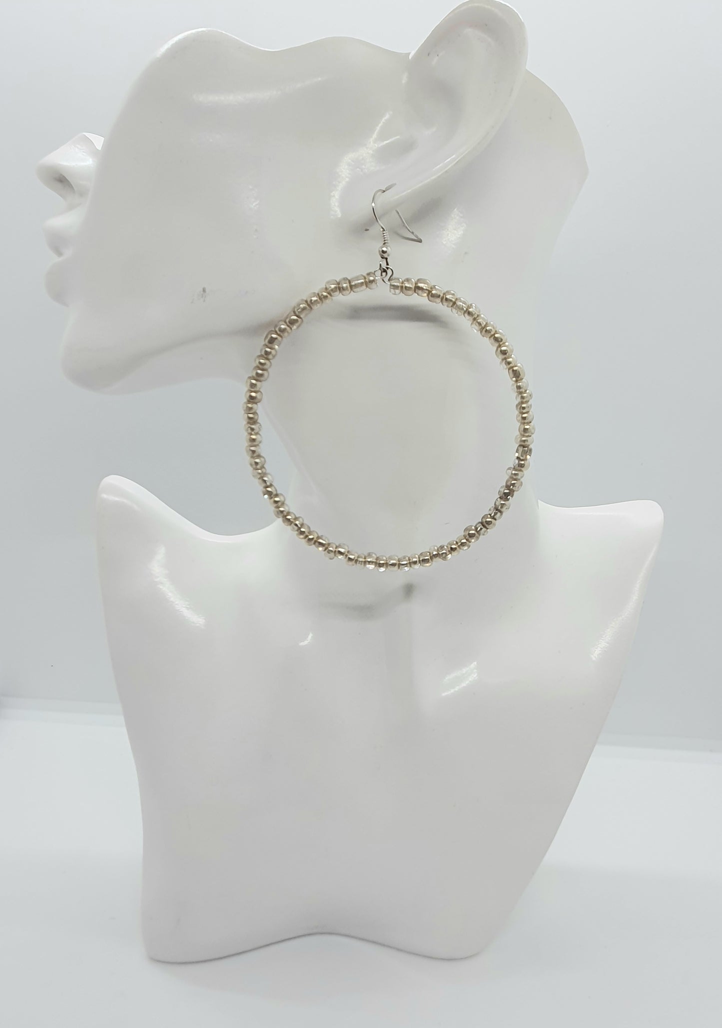 Large Beaded Hoop Earrings