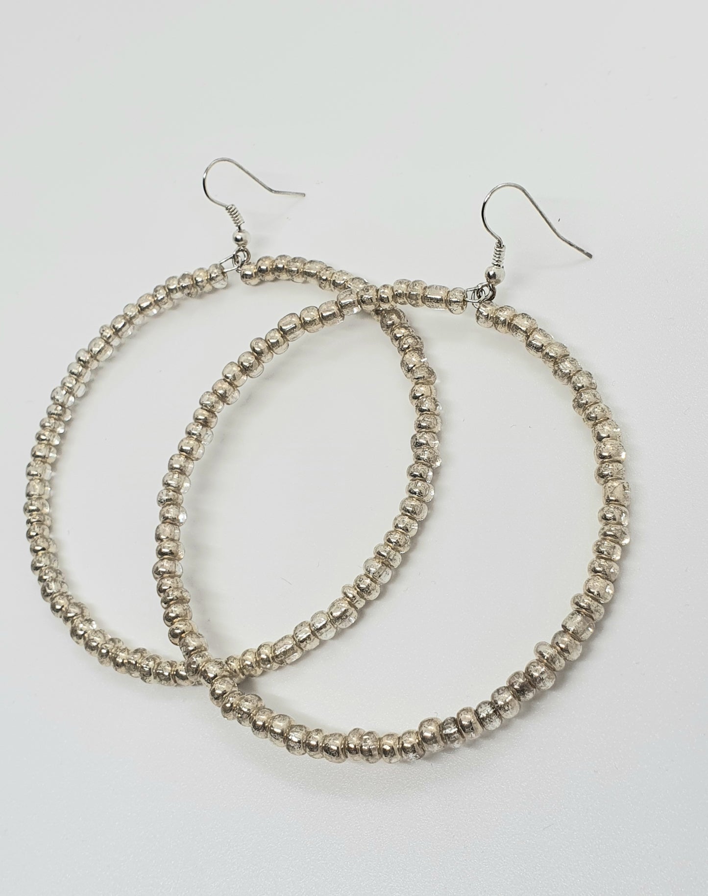 Large Beaded Hoop Earrings