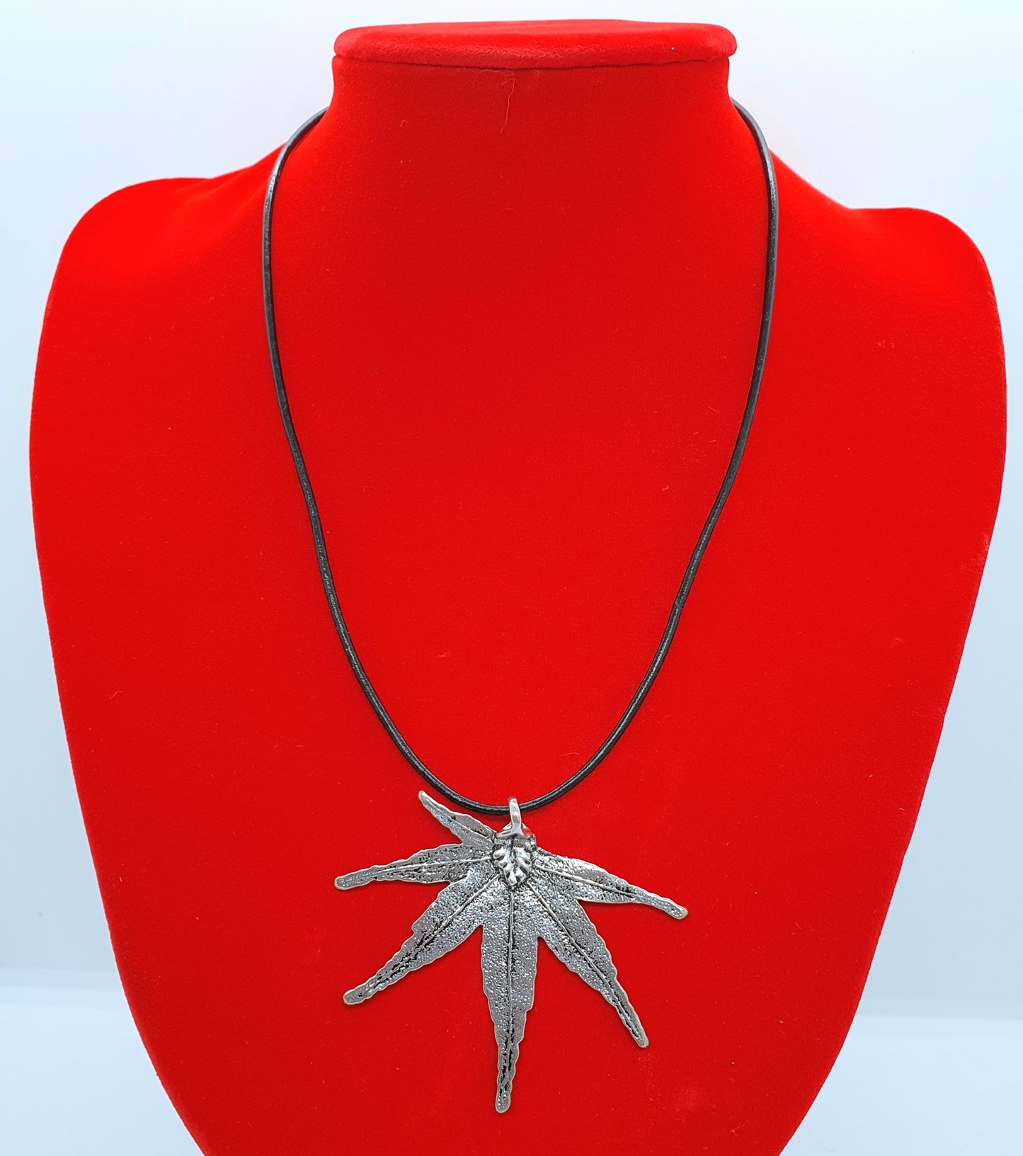 Leather Antique Silver pendant necklace