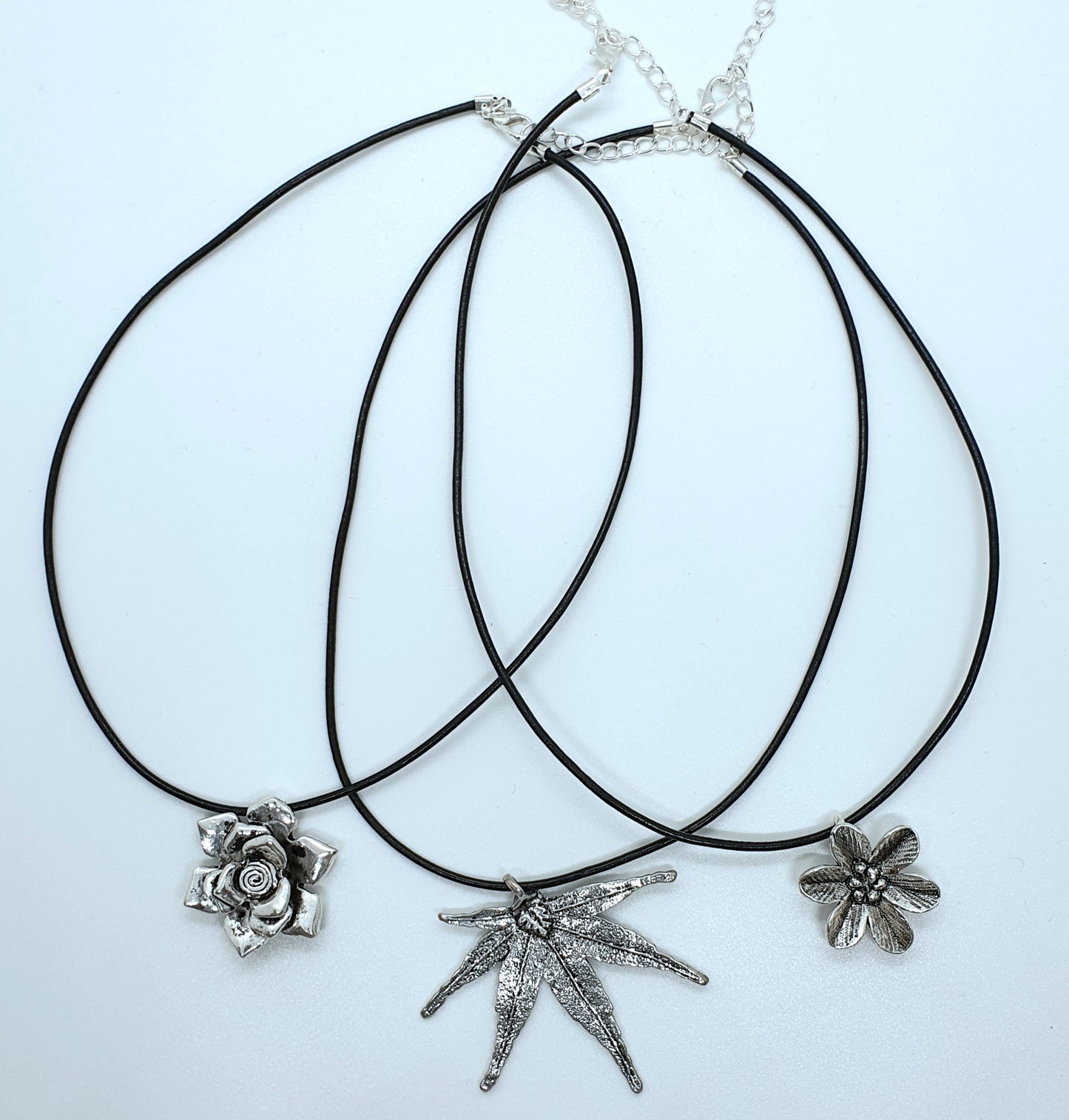 Leather Antique Silver pendant necklace
