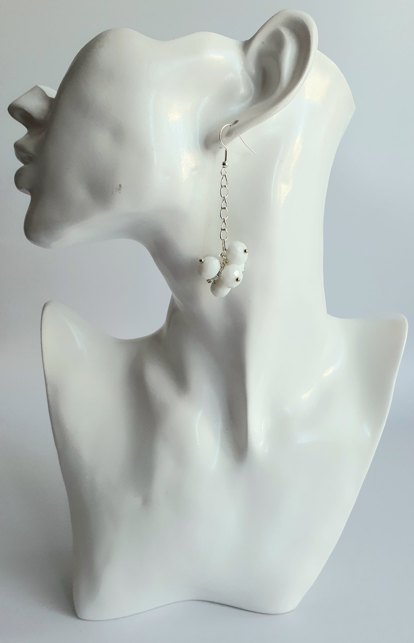 White Crystal Cluster Necklace and Earring Set