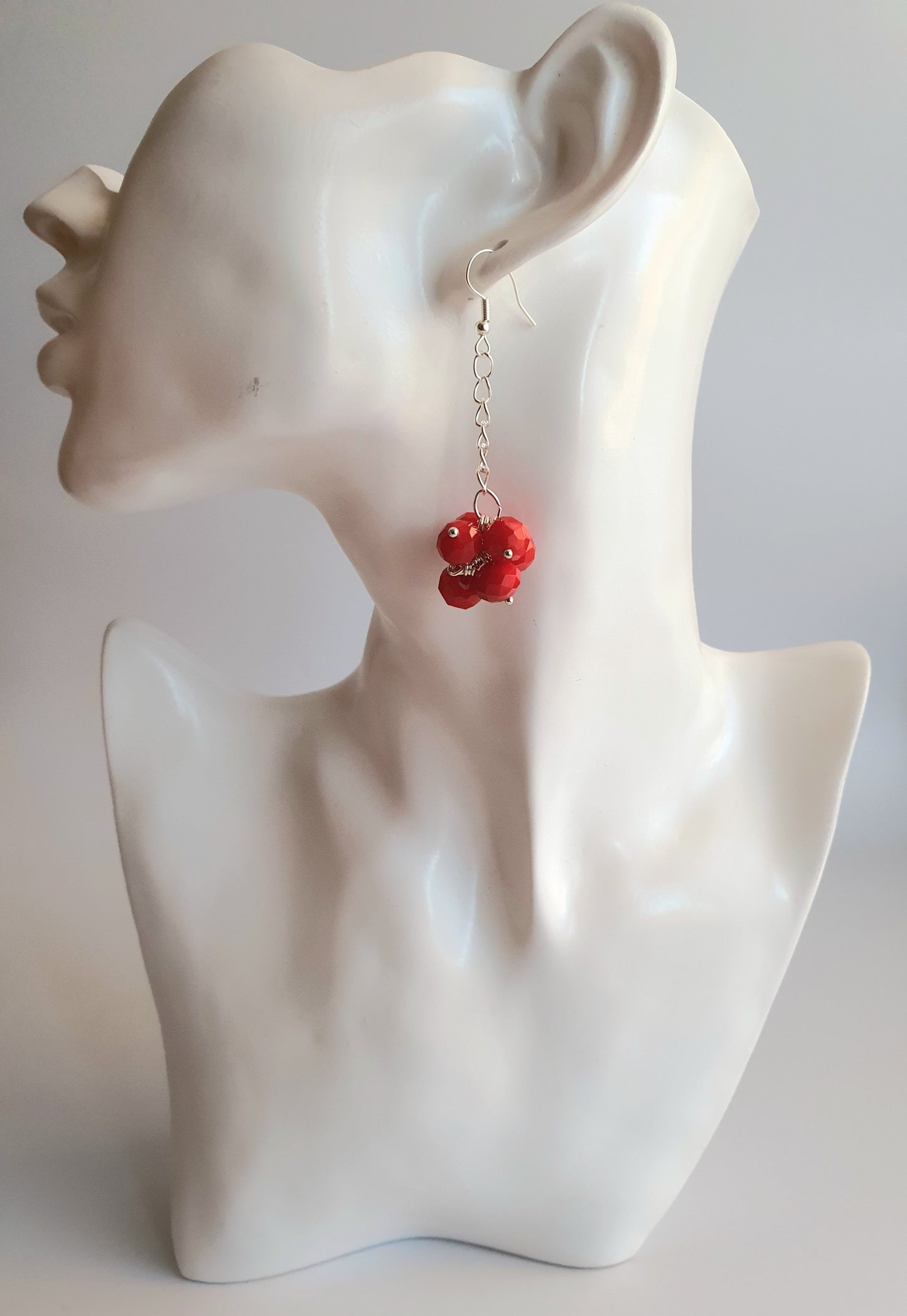 Red Crystal Cluster Necklace and Earring Set