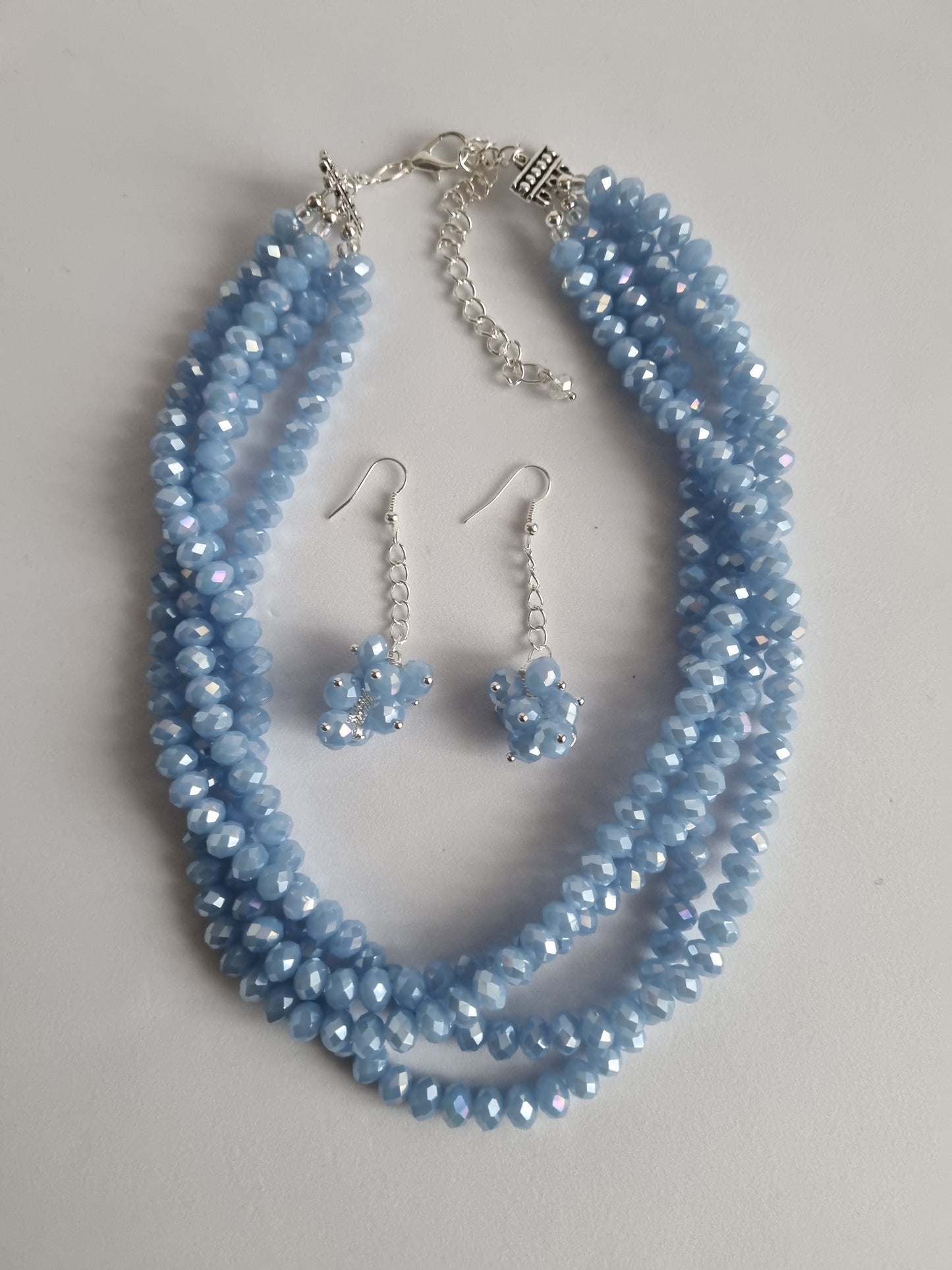 Crystal Four Stranded Necklace and Earrings Sets