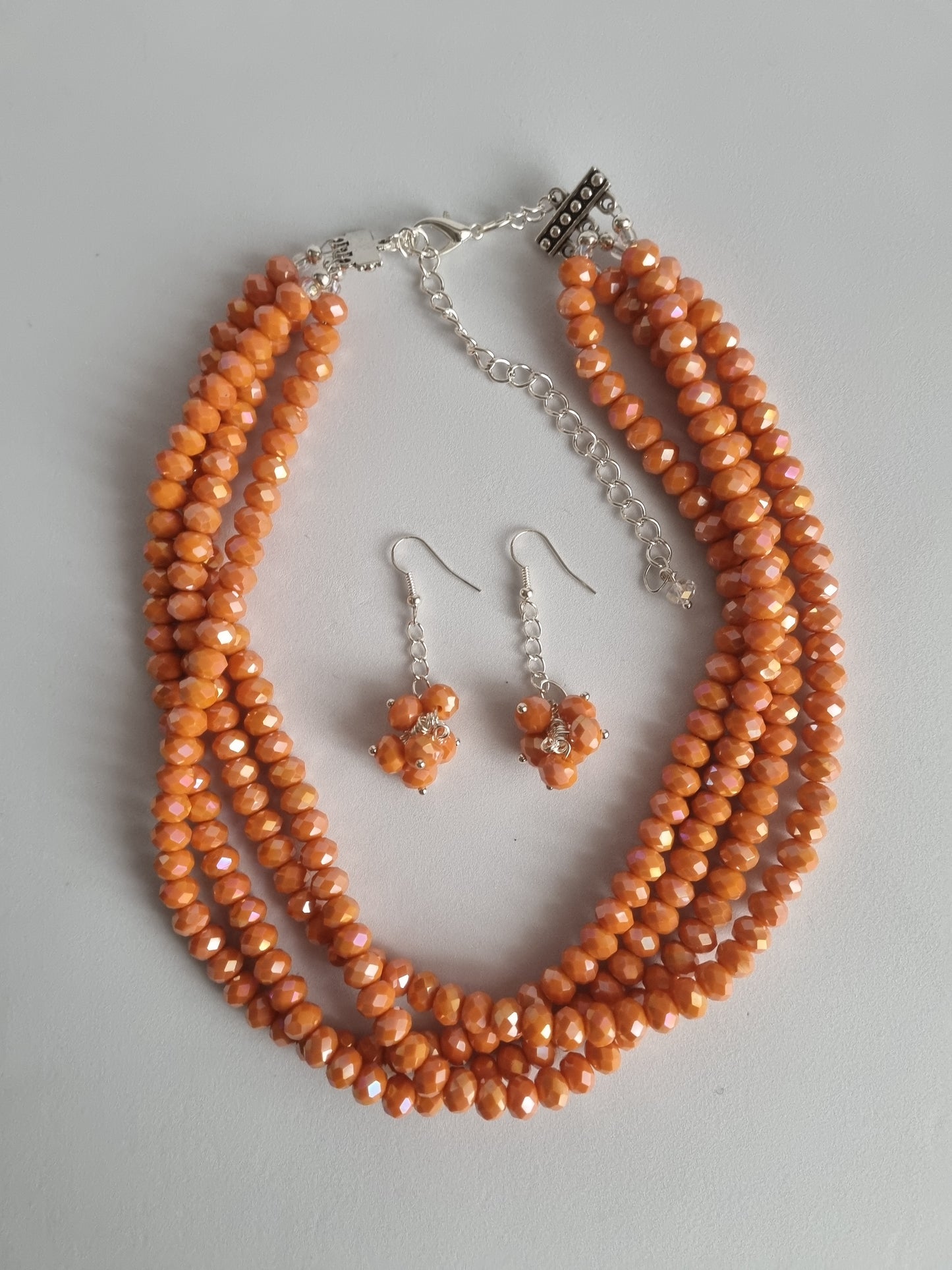 Crystal Four Stranded Necklace and Earrings Sets