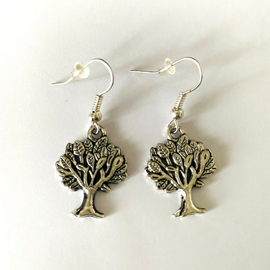 Tree Antique Silver Drop Earrings