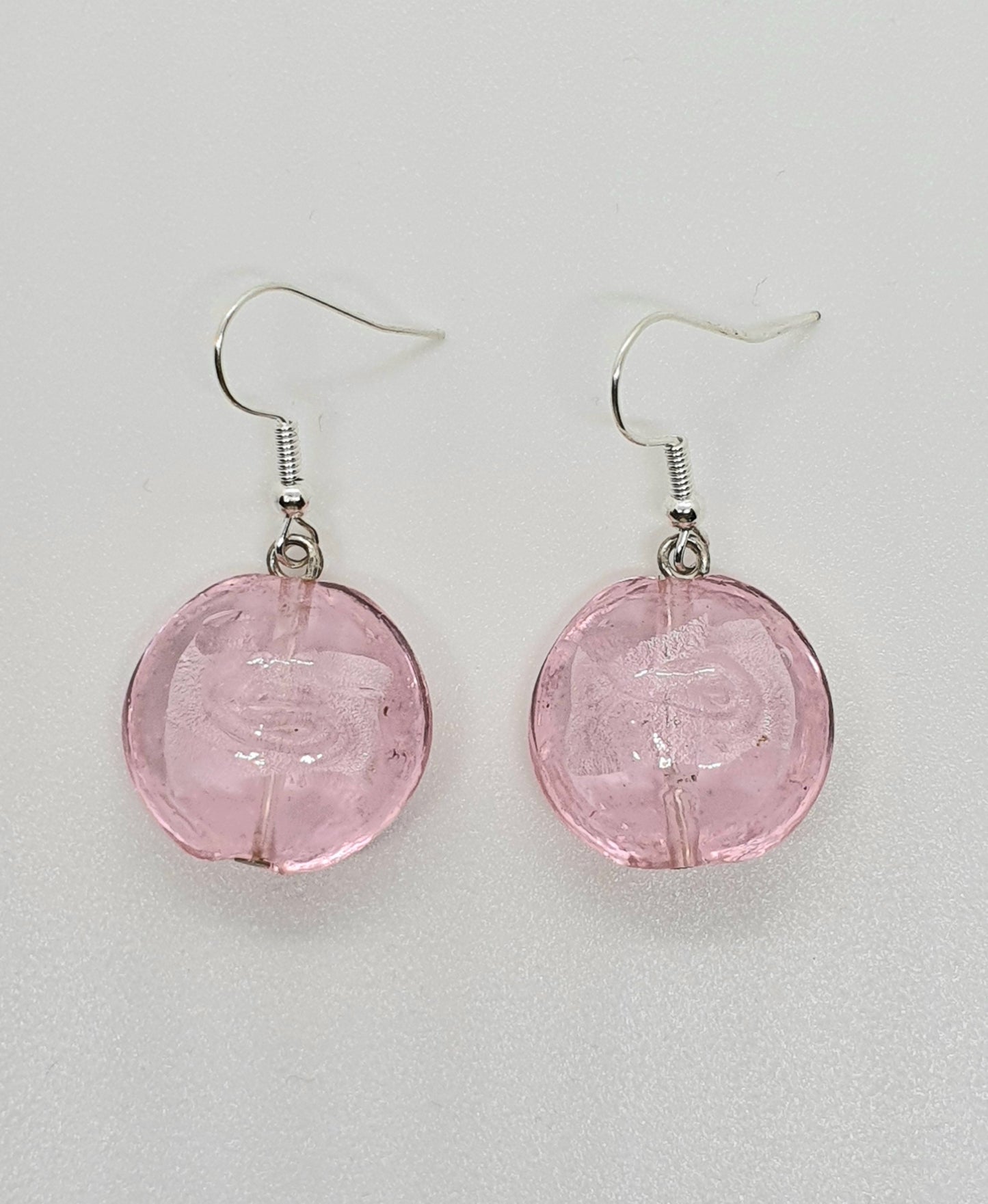 Pink Circular Glass Bead Drop Earring