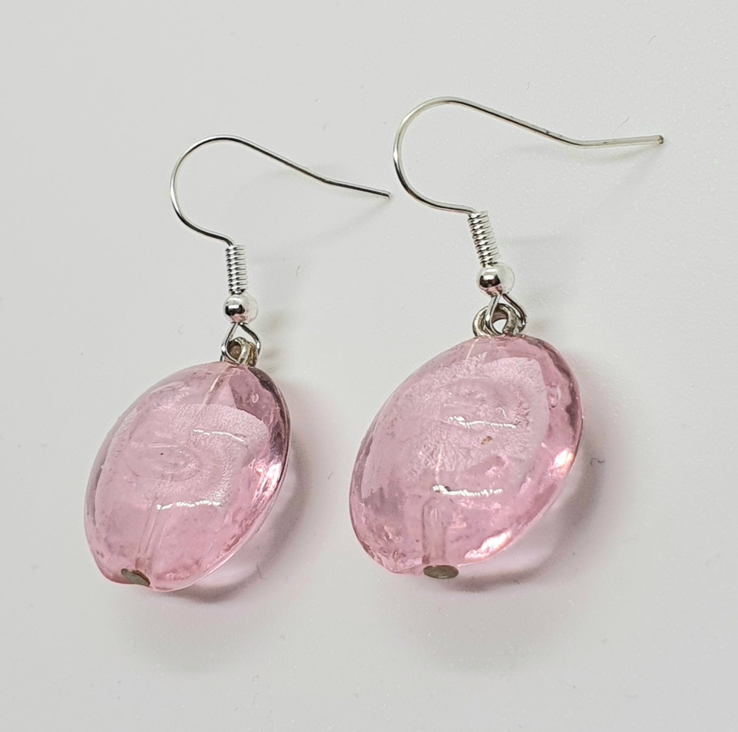 Pink Circular Glass Bead Drop Earring