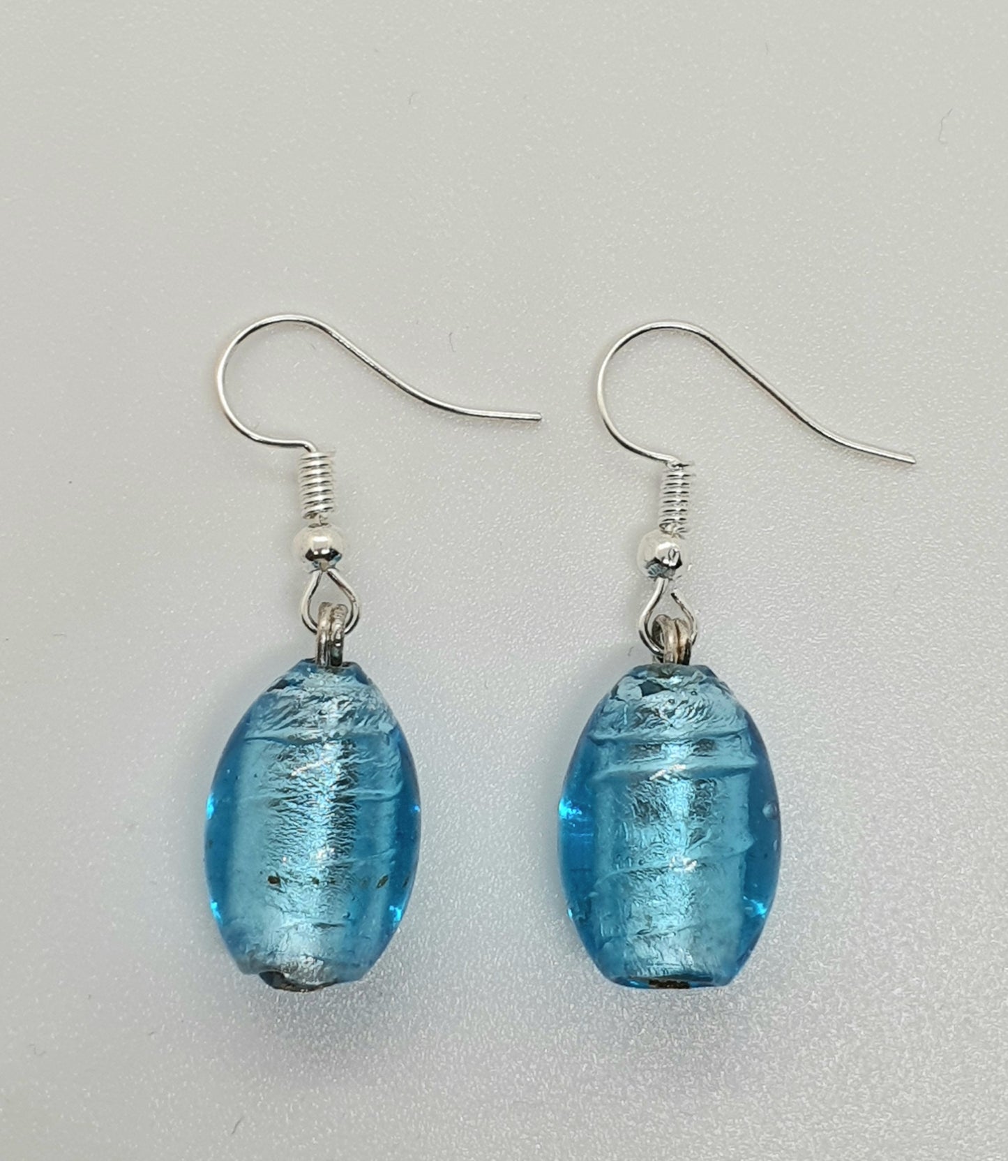 Ocean Blue Glass Bead Drop Earring