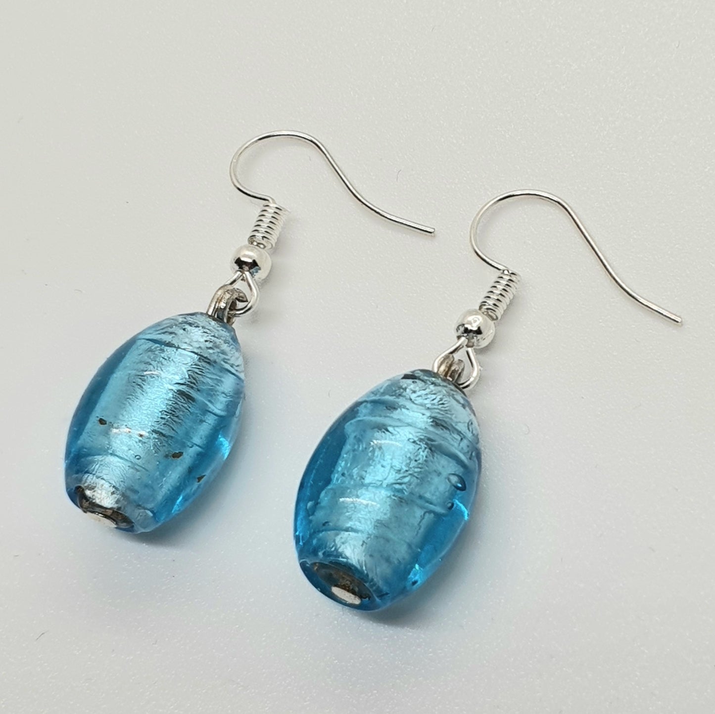 Ocean Blue Glass Bead Drop Earring