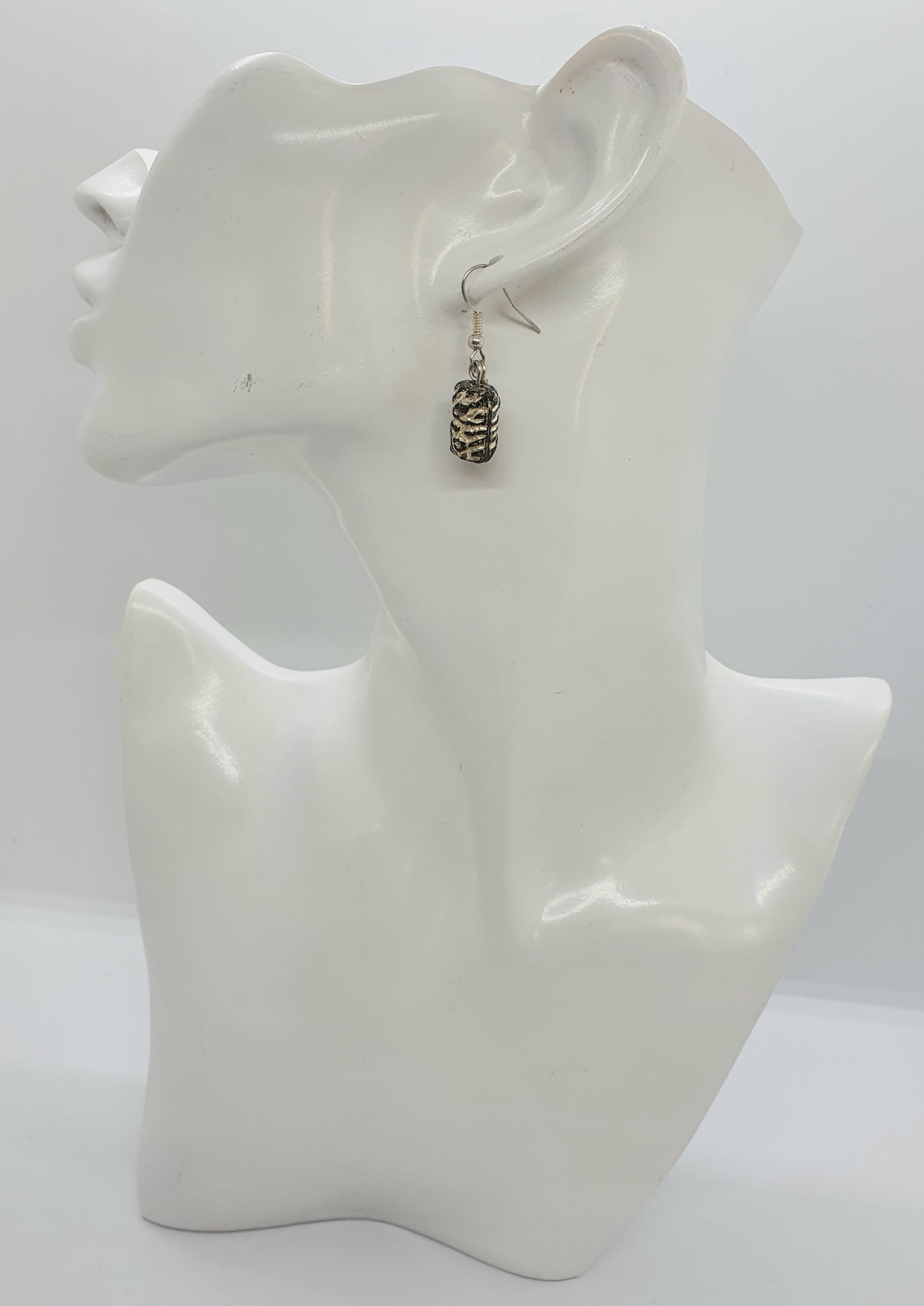 Black and Silver Stone Drop Earring