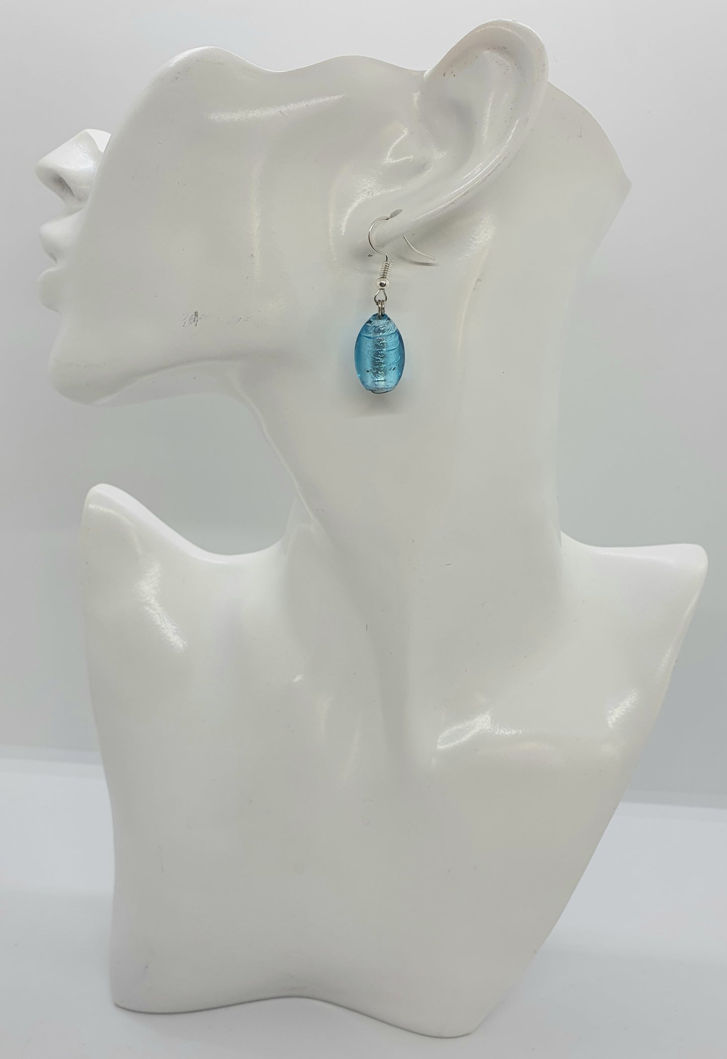 Ocean Blue Glass Bead Drop Earring