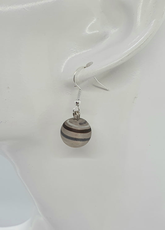 Grey Swirl Bead Drop Earring