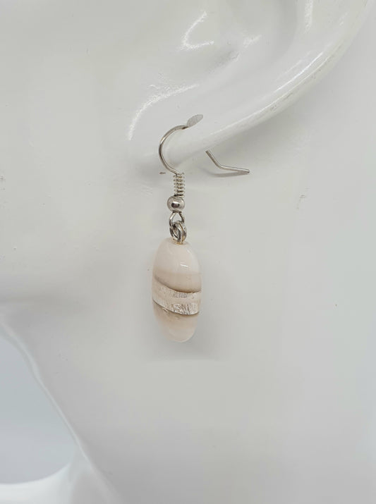 Beige Glass Bead Drop Earring