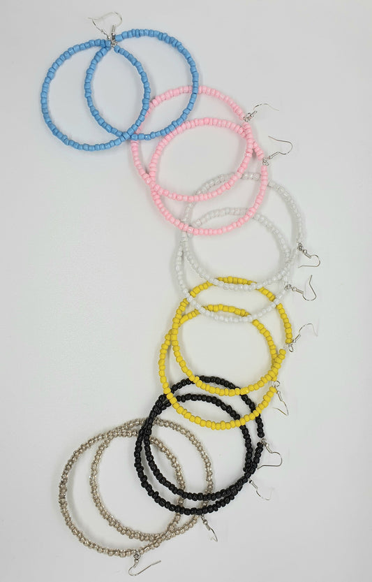 Large Beaded Hoop Earrings