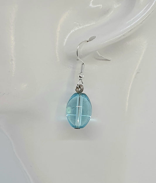 Blue Glass Bead Drop Earring