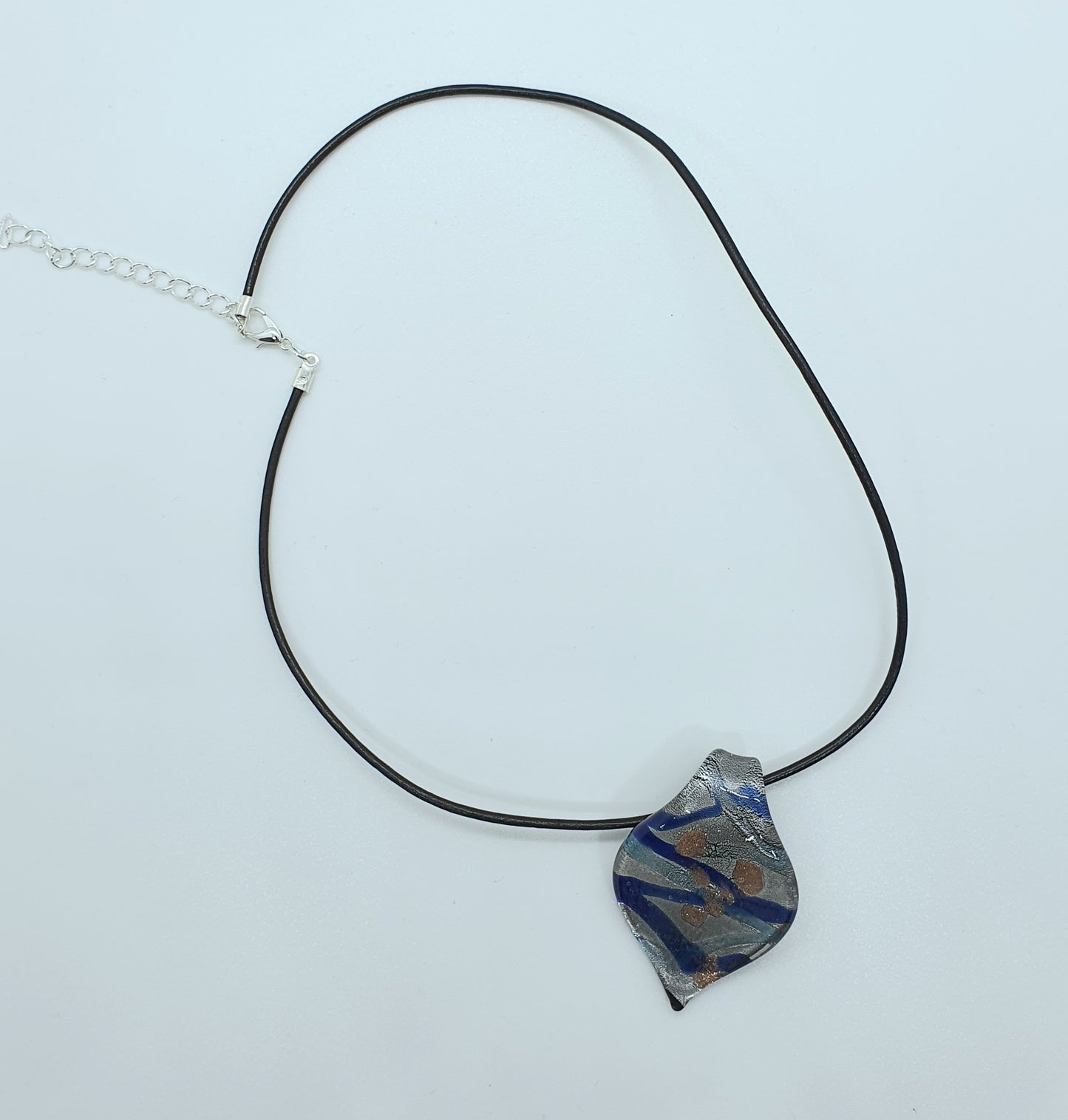 Leather Lampwork Glass Bead pendant necklace