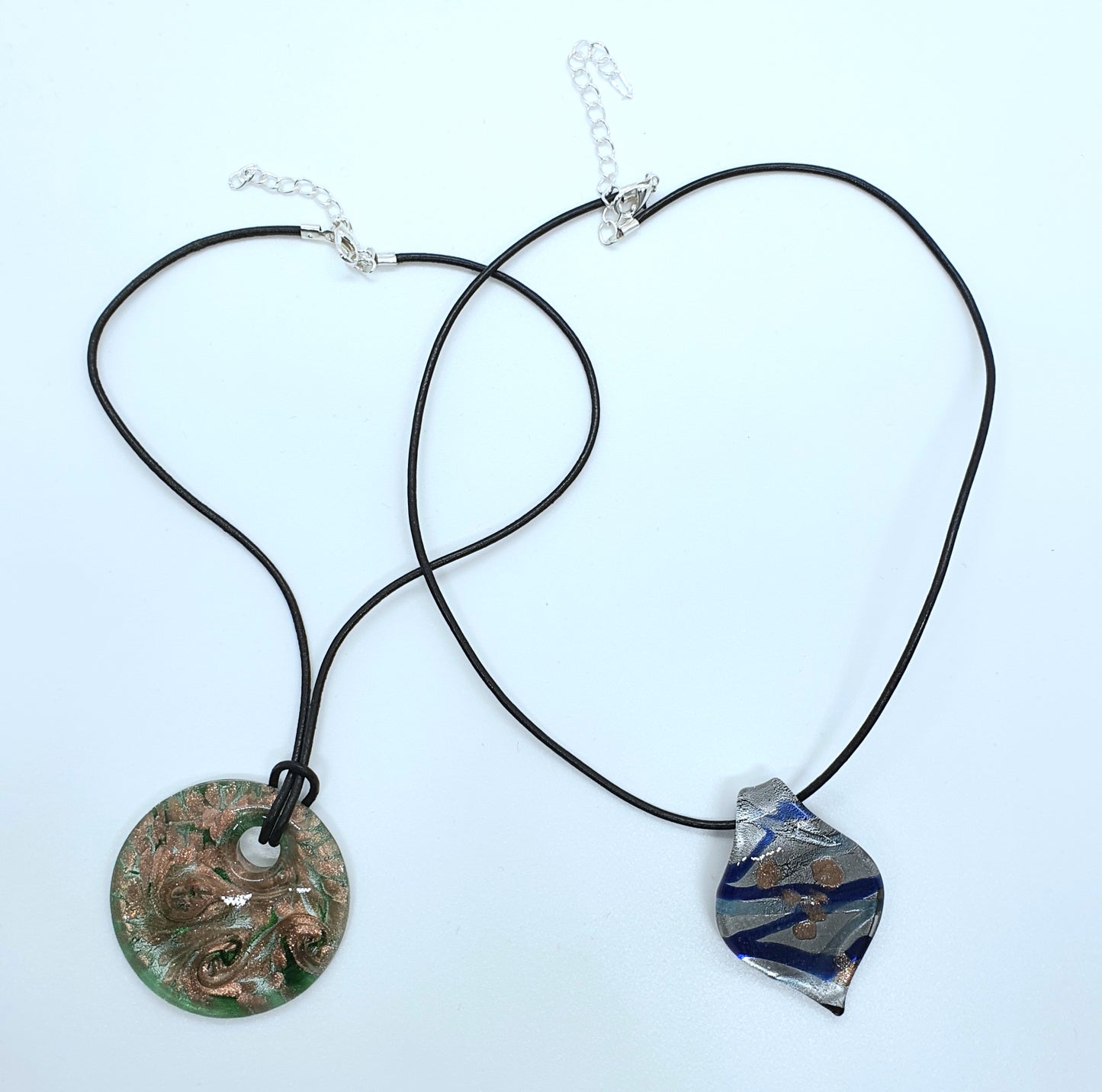 Leather Lampwork Glass Bead pendant necklace