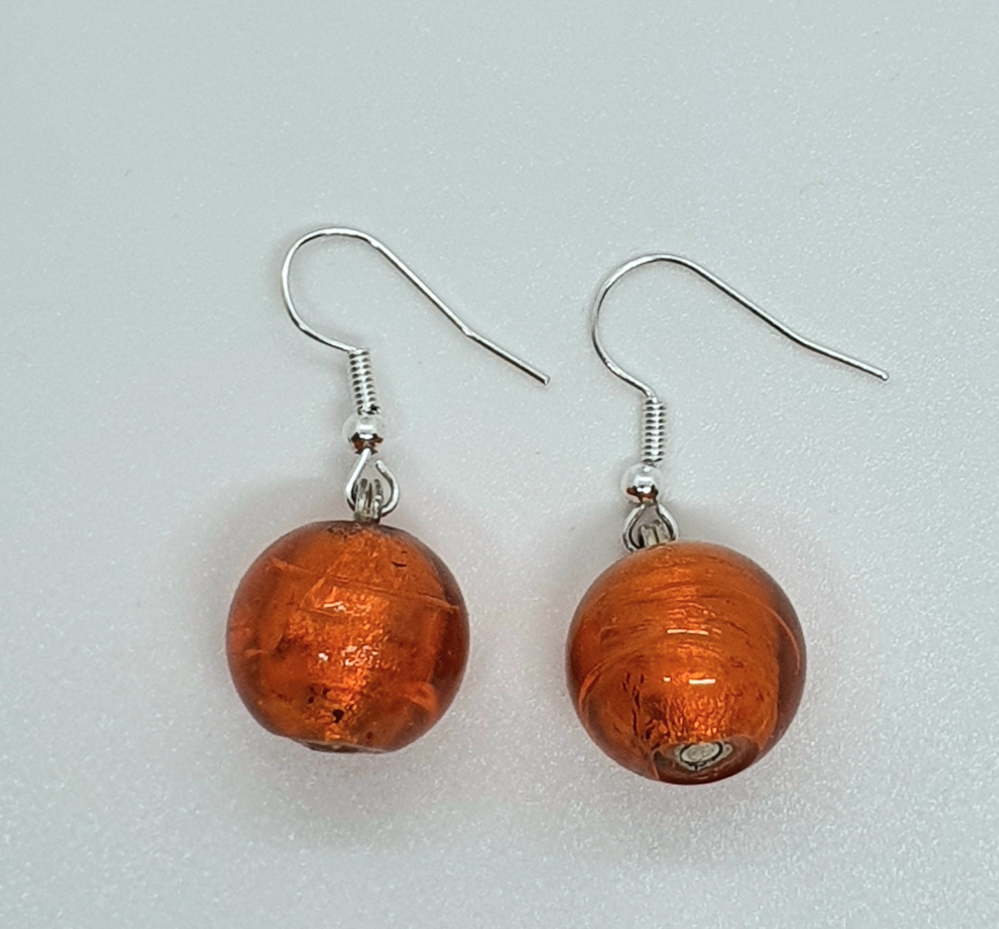 Orange Glass Bead Drop Earring