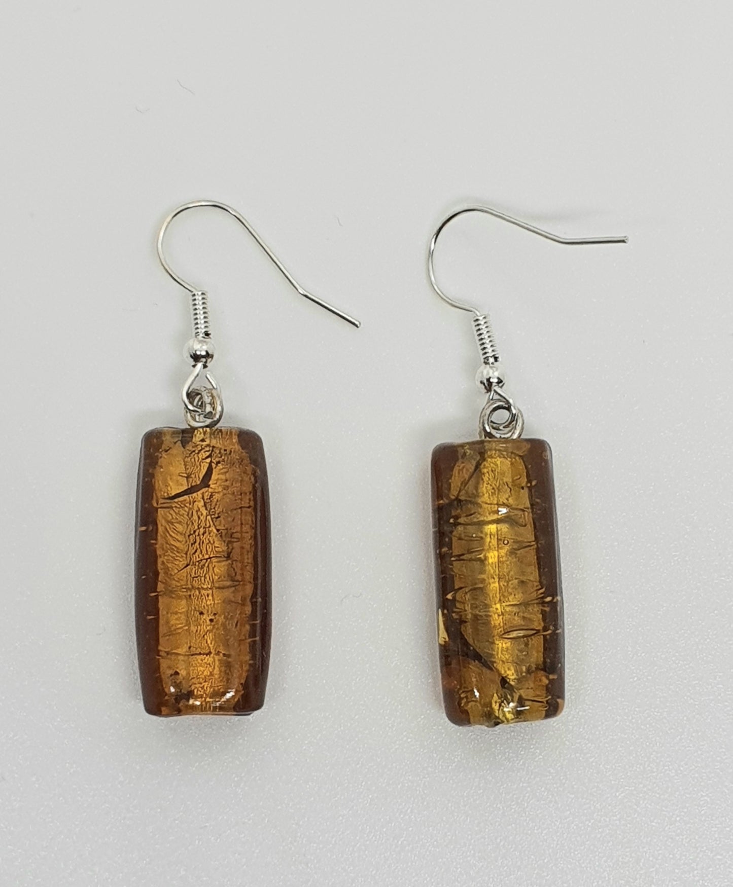 Long Brown Glass Bead Drop Earring