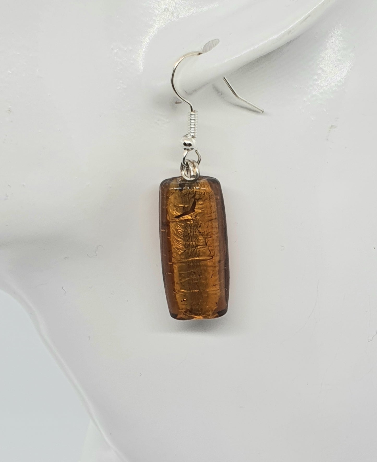 Long Brown Glass Bead Drop Earring