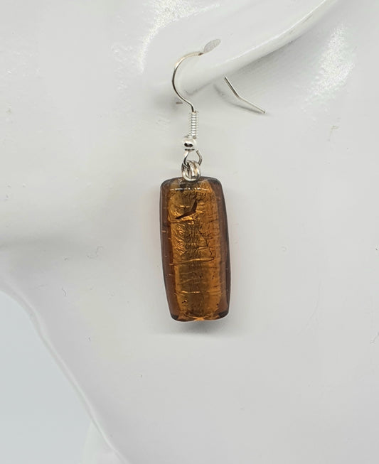 Long Brown Glass Bead Drop Earring
