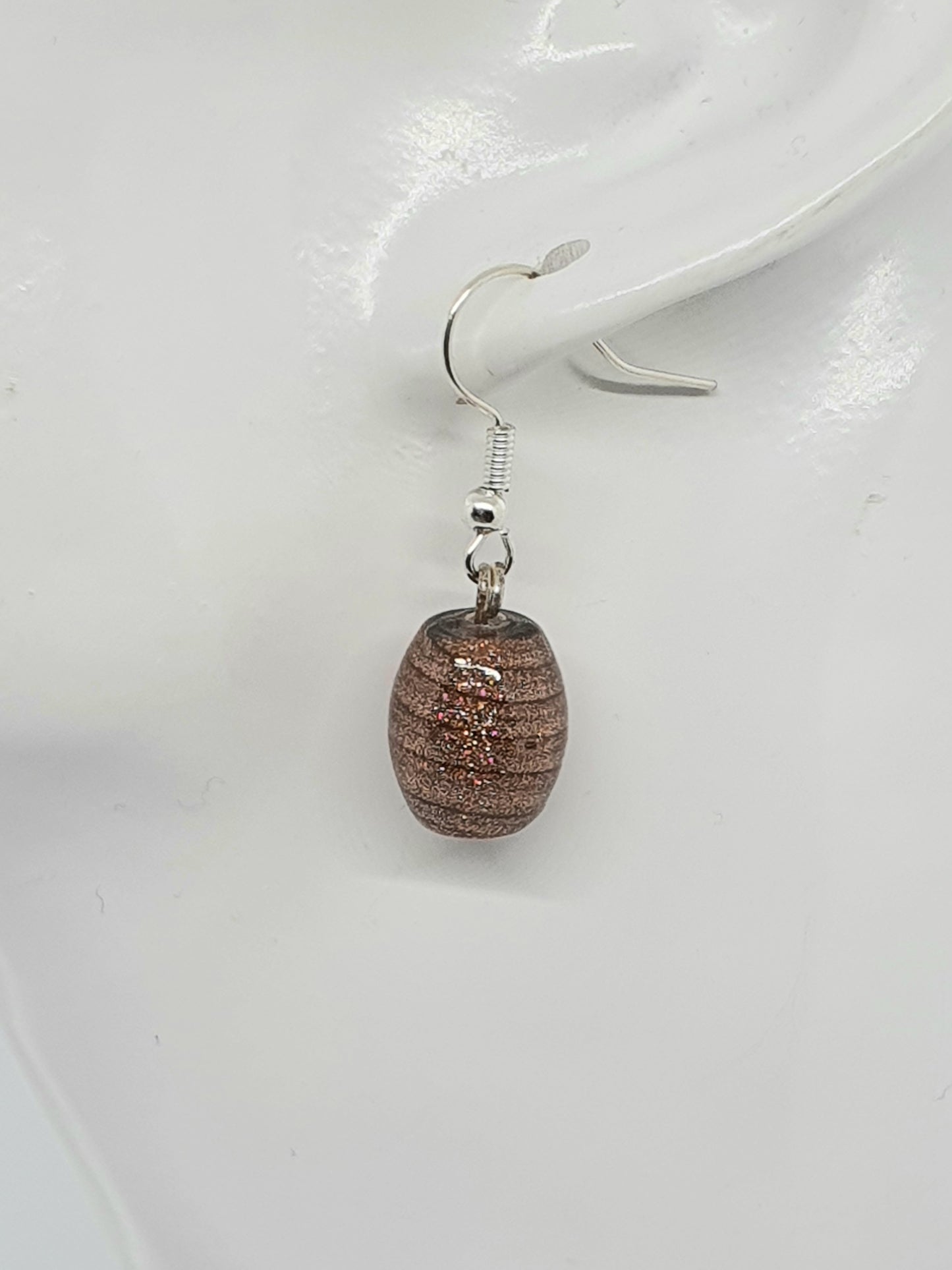 Brown Swirl Glass Bead Drop Earring