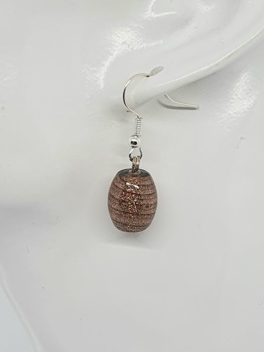 Brown Swirl Glass Bead Drop Earring
