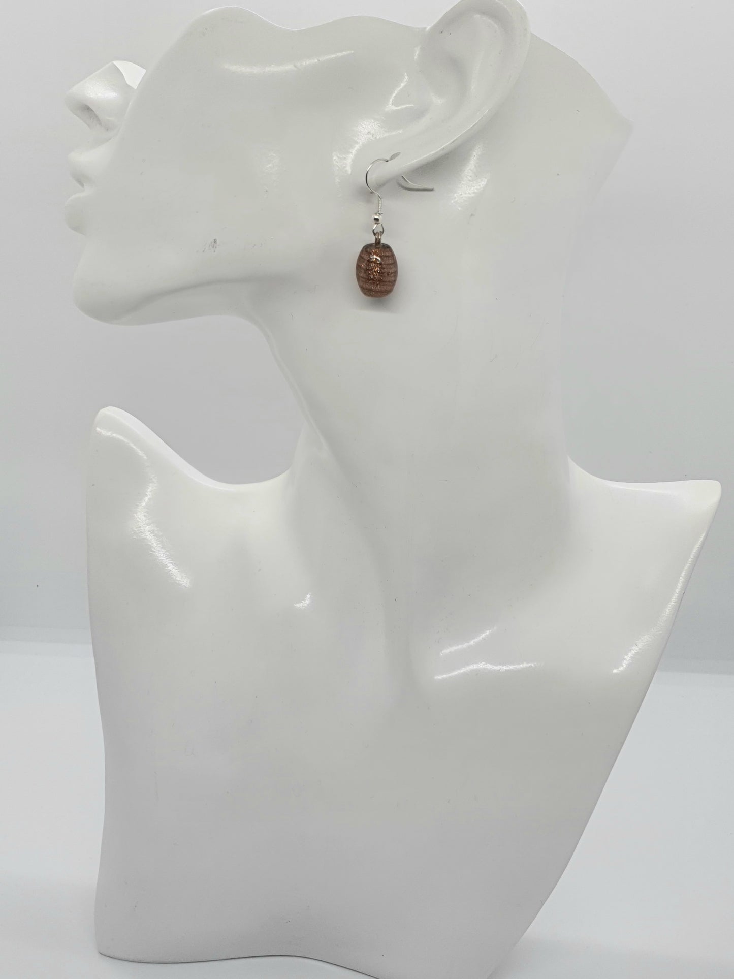 Brown Swirl Glass Bead Drop Earring