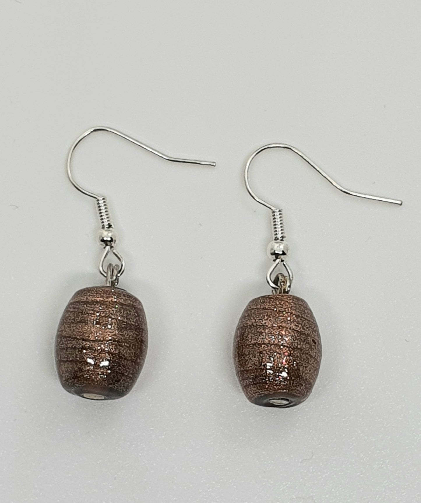 Brown Swirl Glass Bead Drop Earring