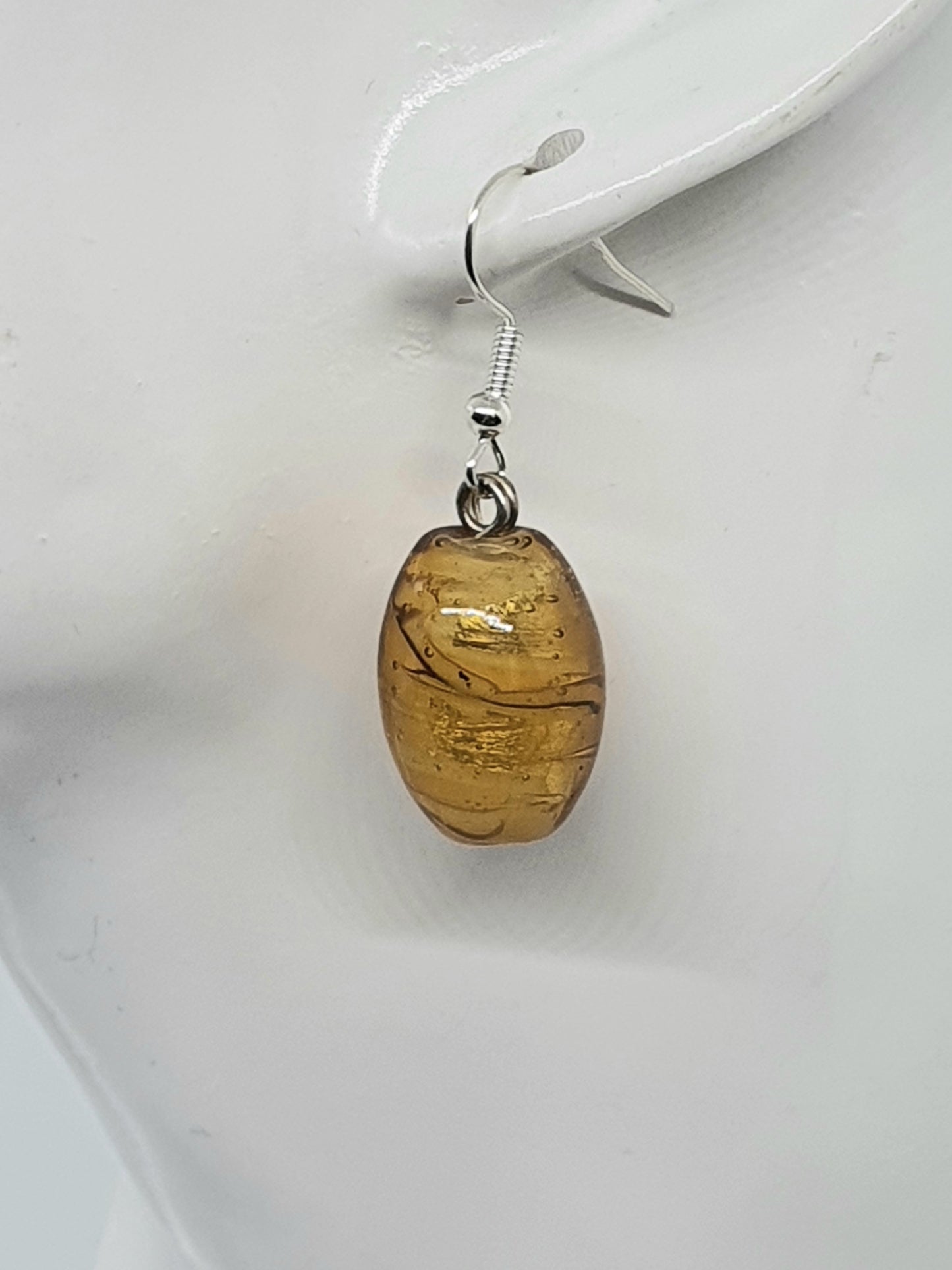 Golden Glass Bead Drop Earring