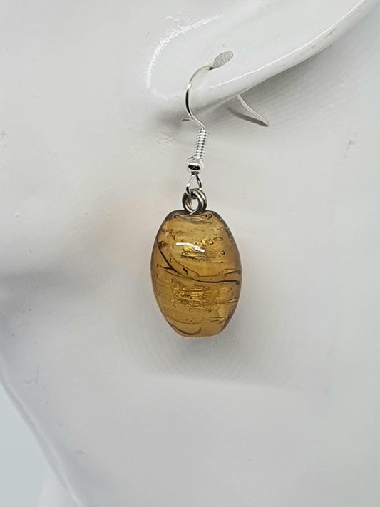 Golden Glass Bead Drop Earring