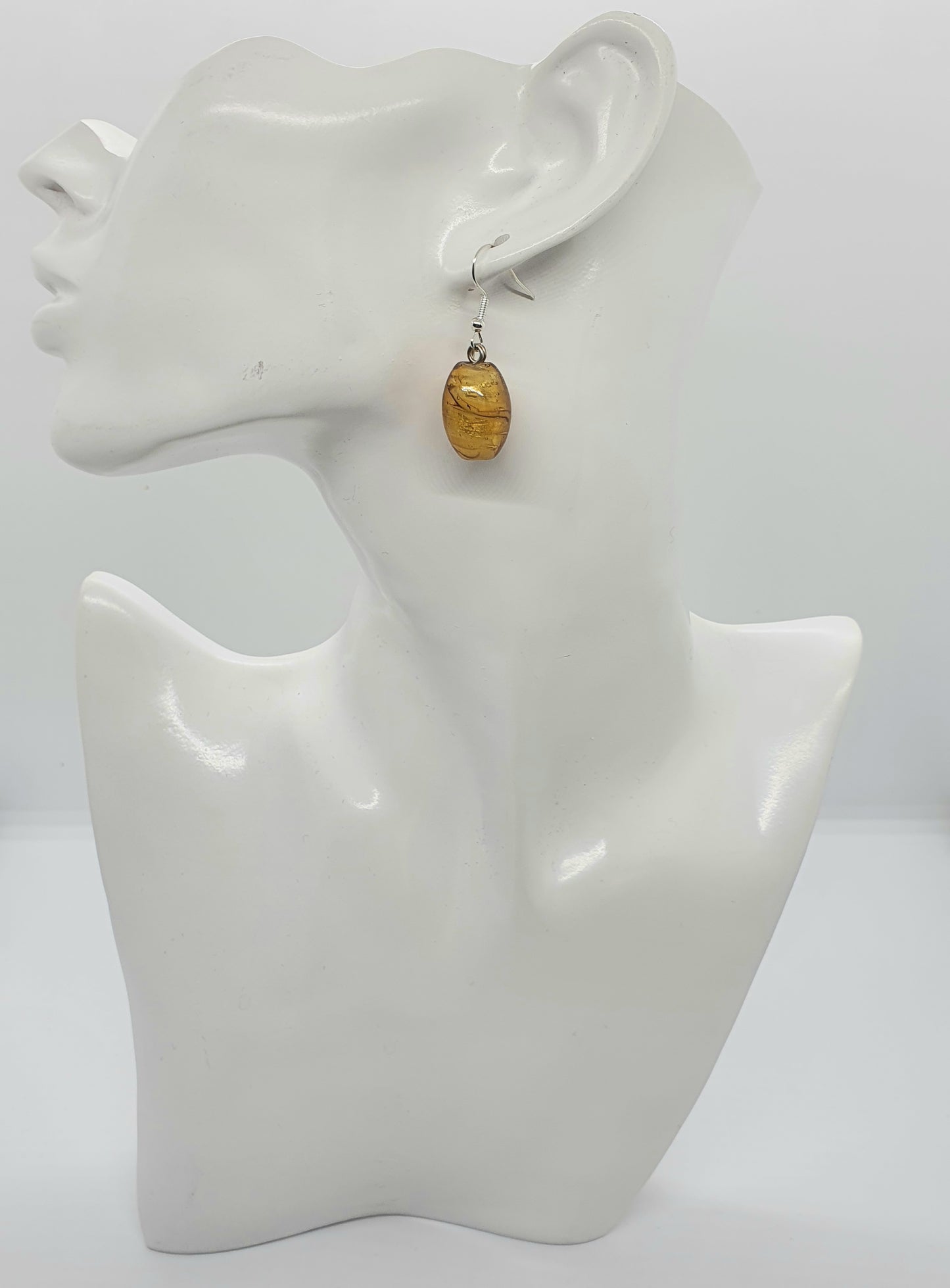Golden Glass Bead Drop Earring