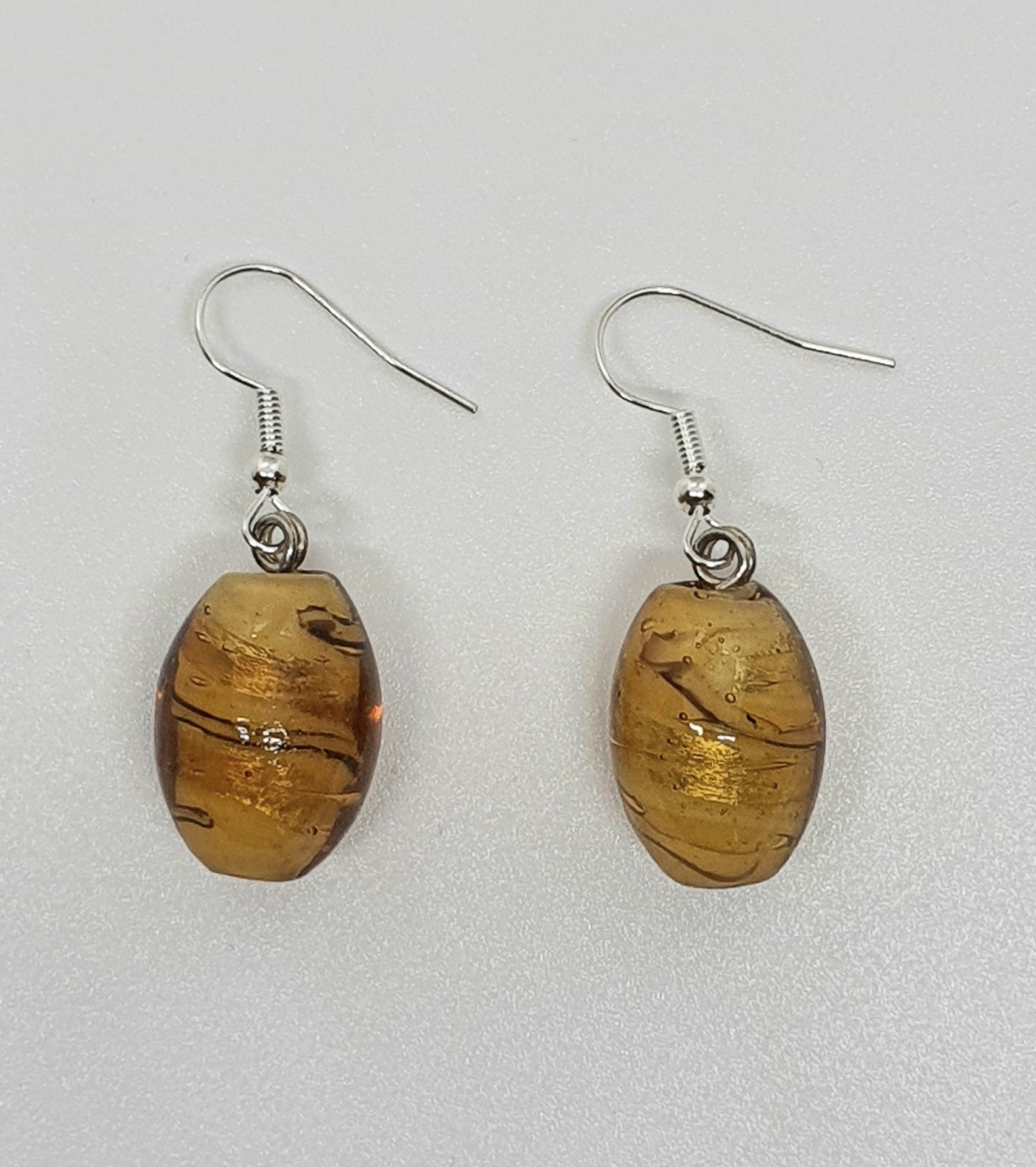Golden Glass Bead Drop Earring