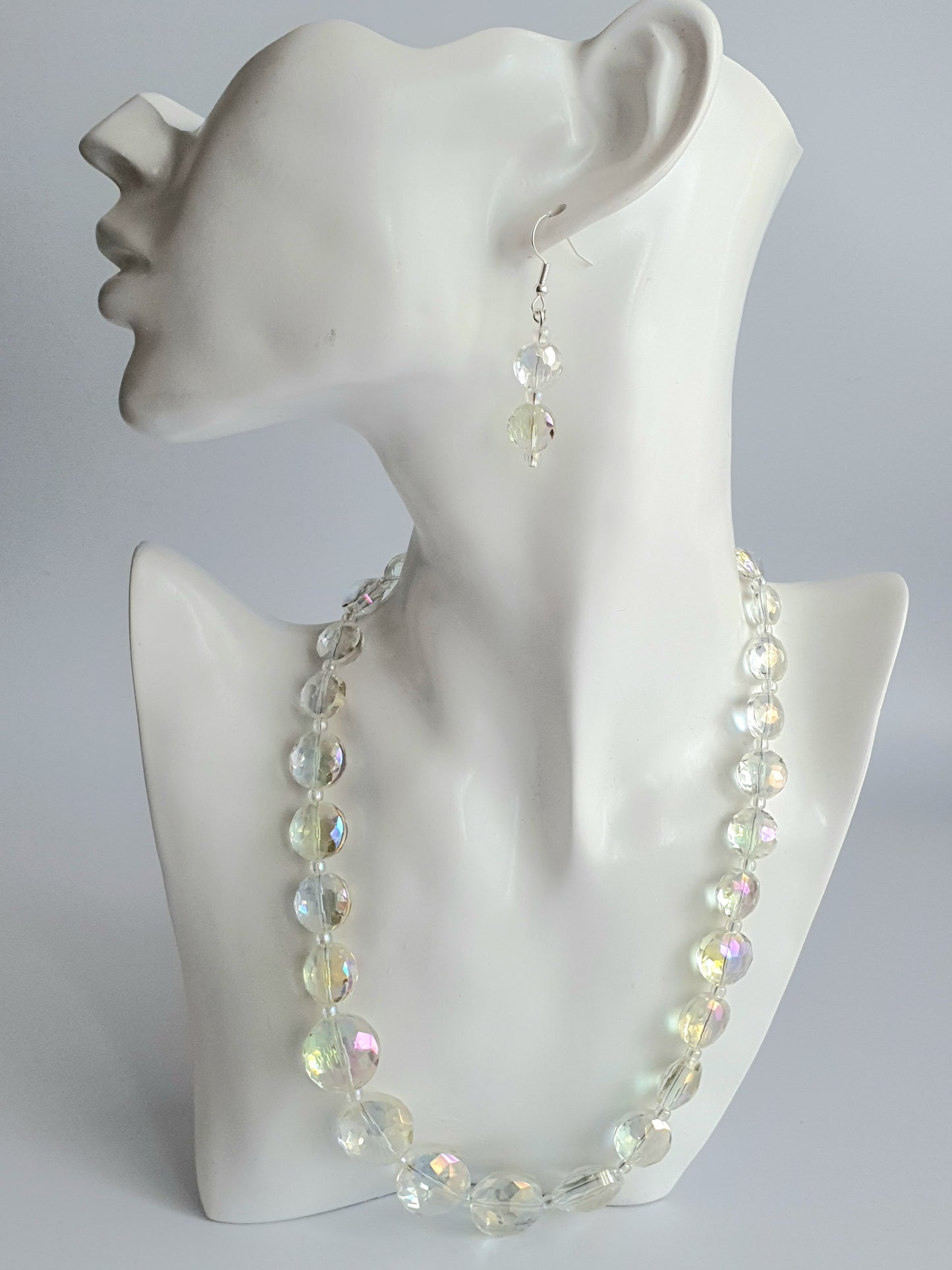 Crystal Coin Shaped Beaded Necklace and Earring set