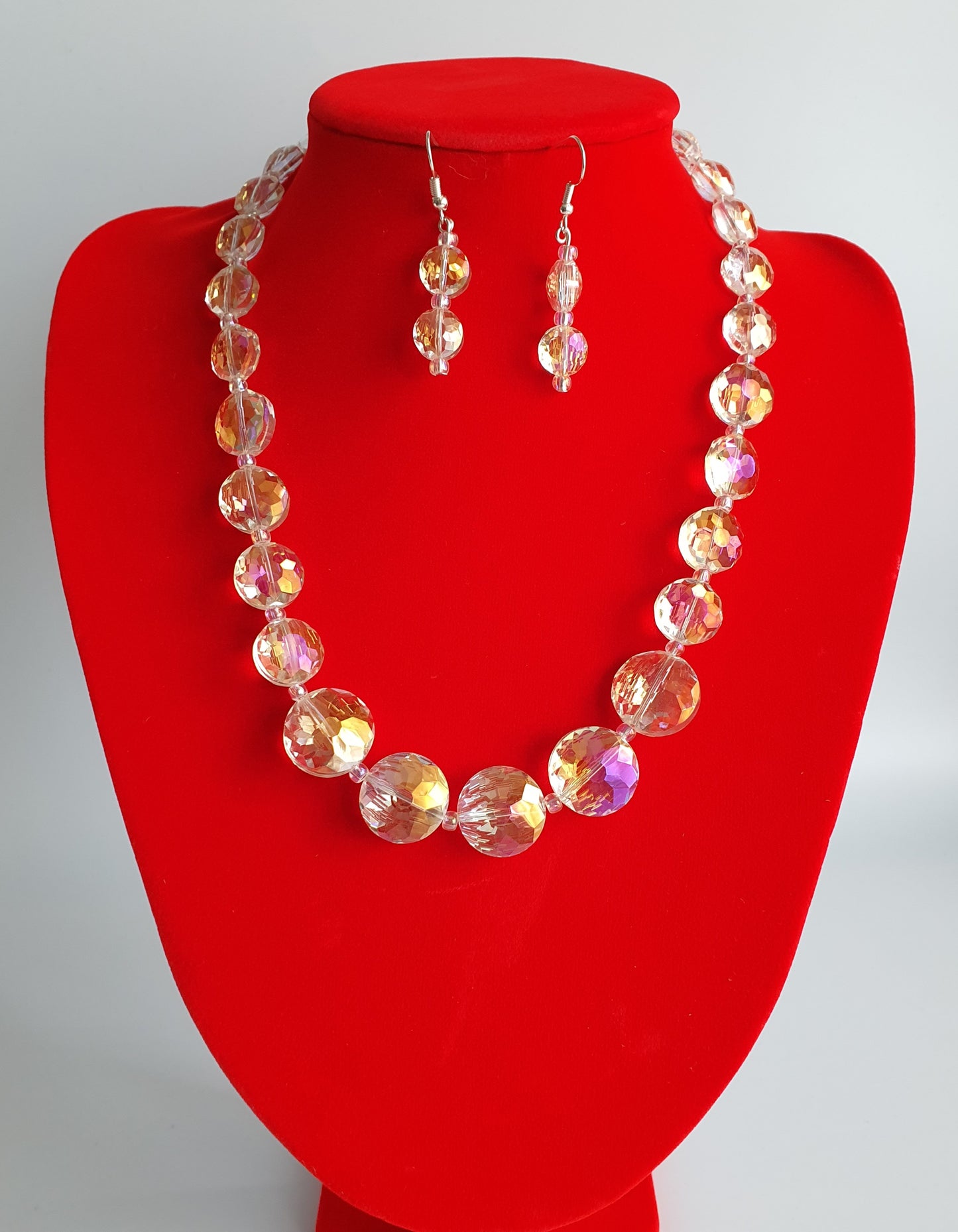 Crystal Coin Shaped Beaded Necklace and Earring set