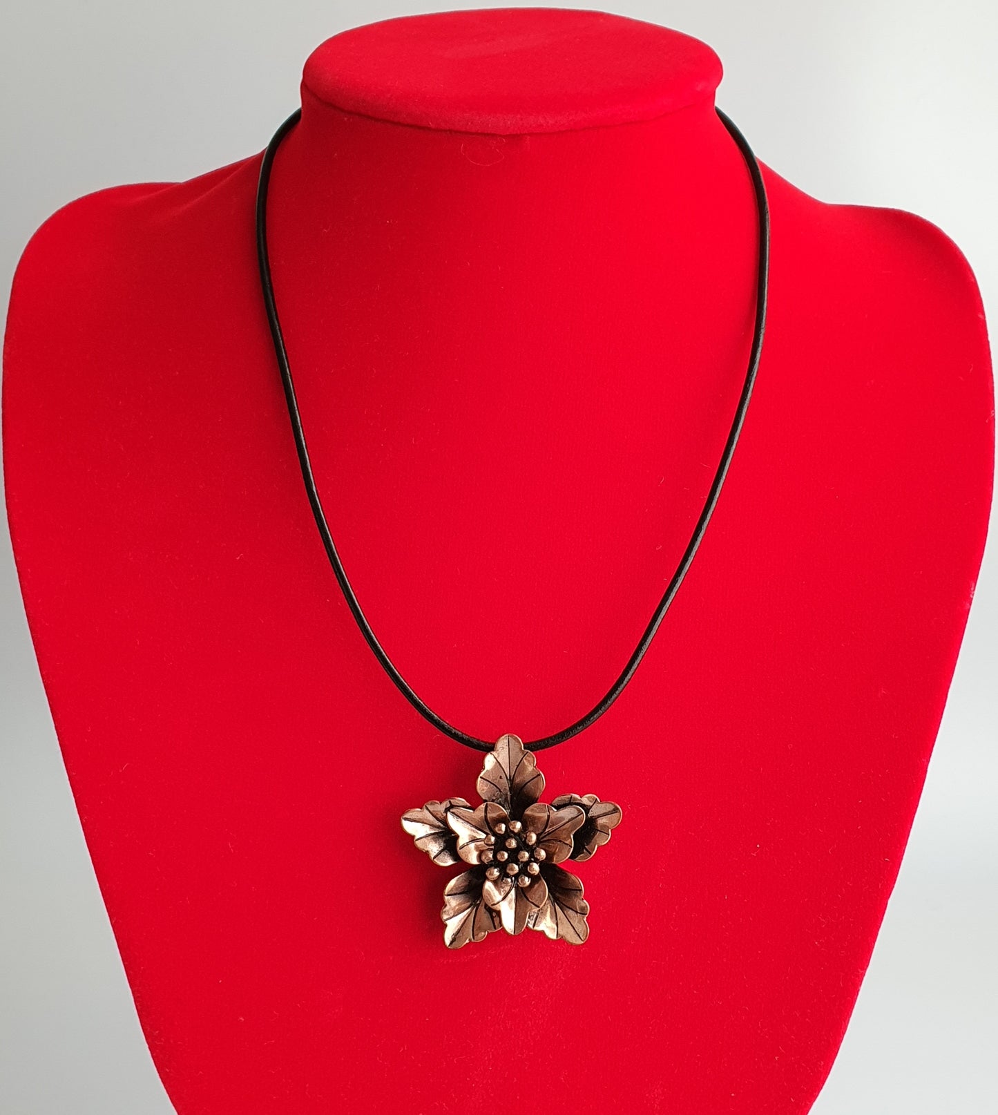 Leather Antique Copper Pendant Necklace