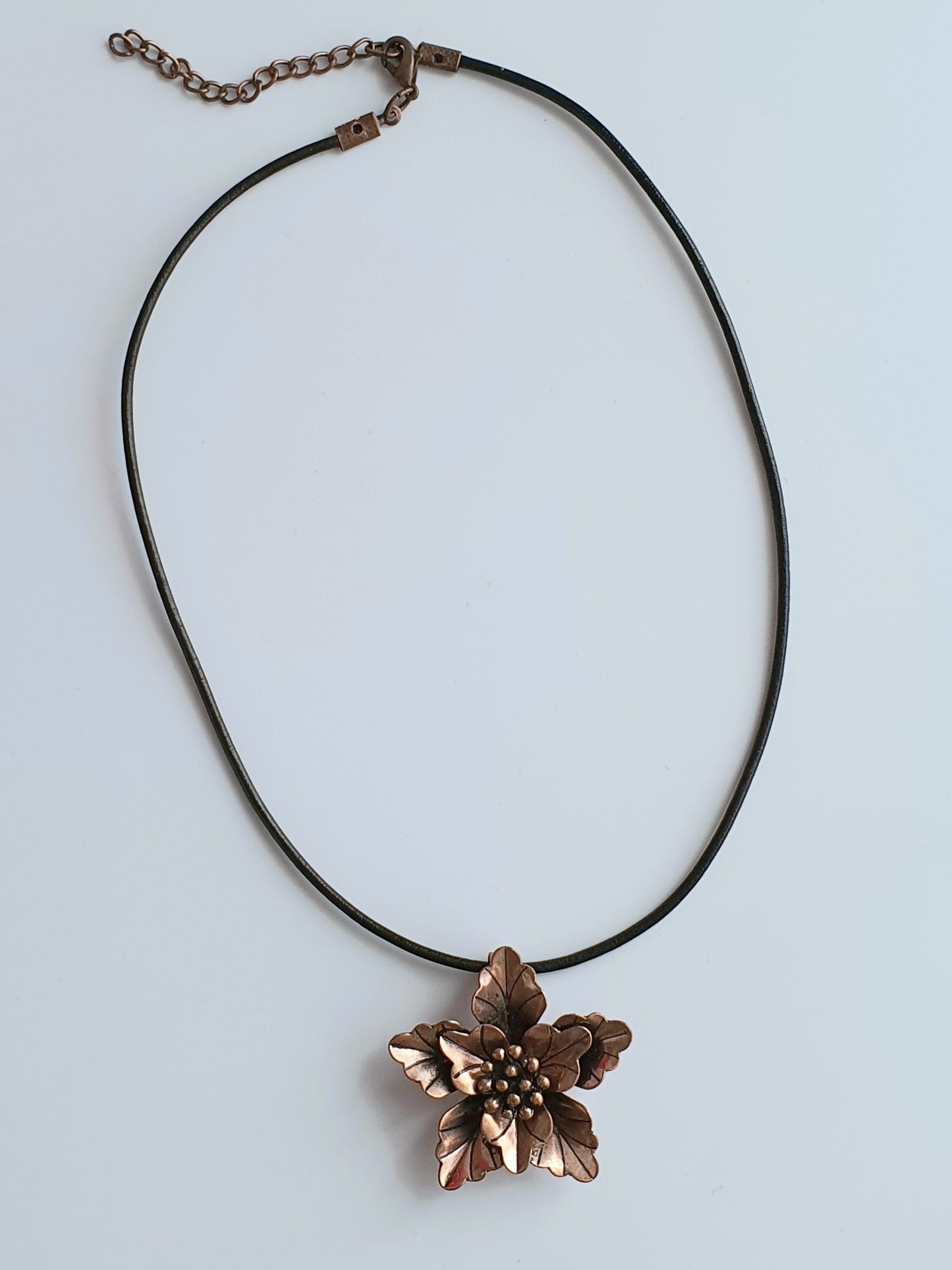 Leather Antique Copper Pendant Necklace