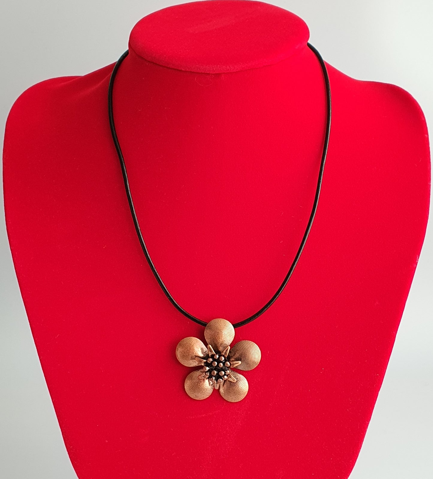 Leather Antique Copper Pendant Necklace