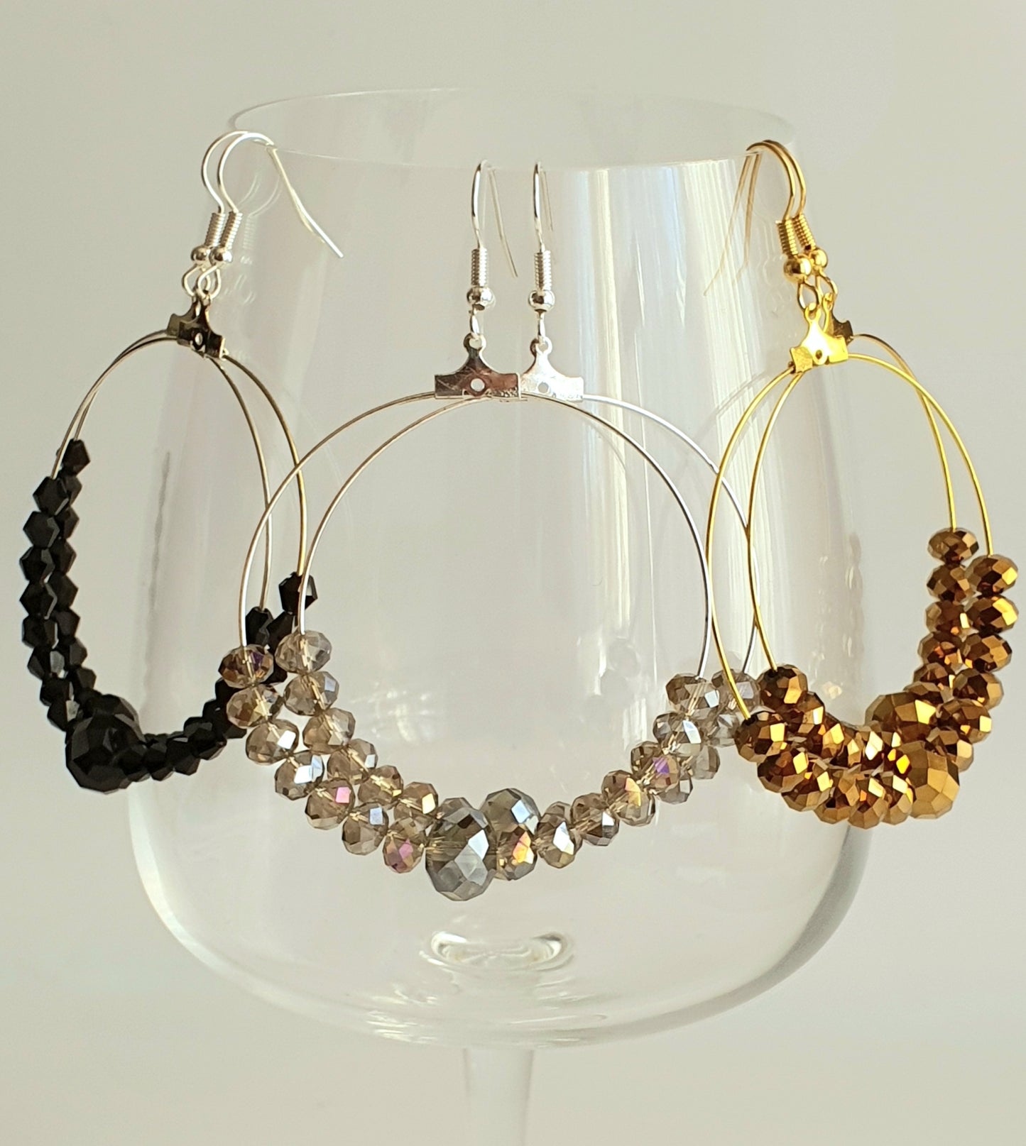 Crystal Beaded Hoop Earrings
