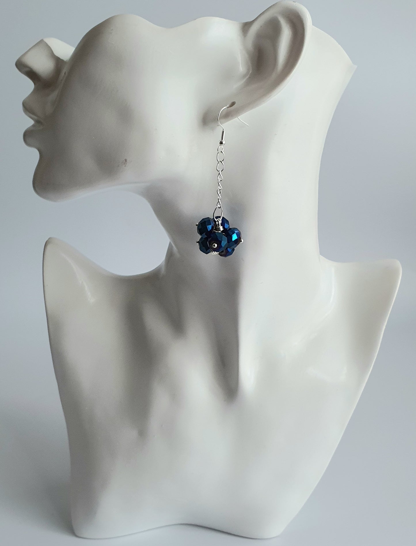 Royal Blue Crystal Cluster Necklace and Earring set