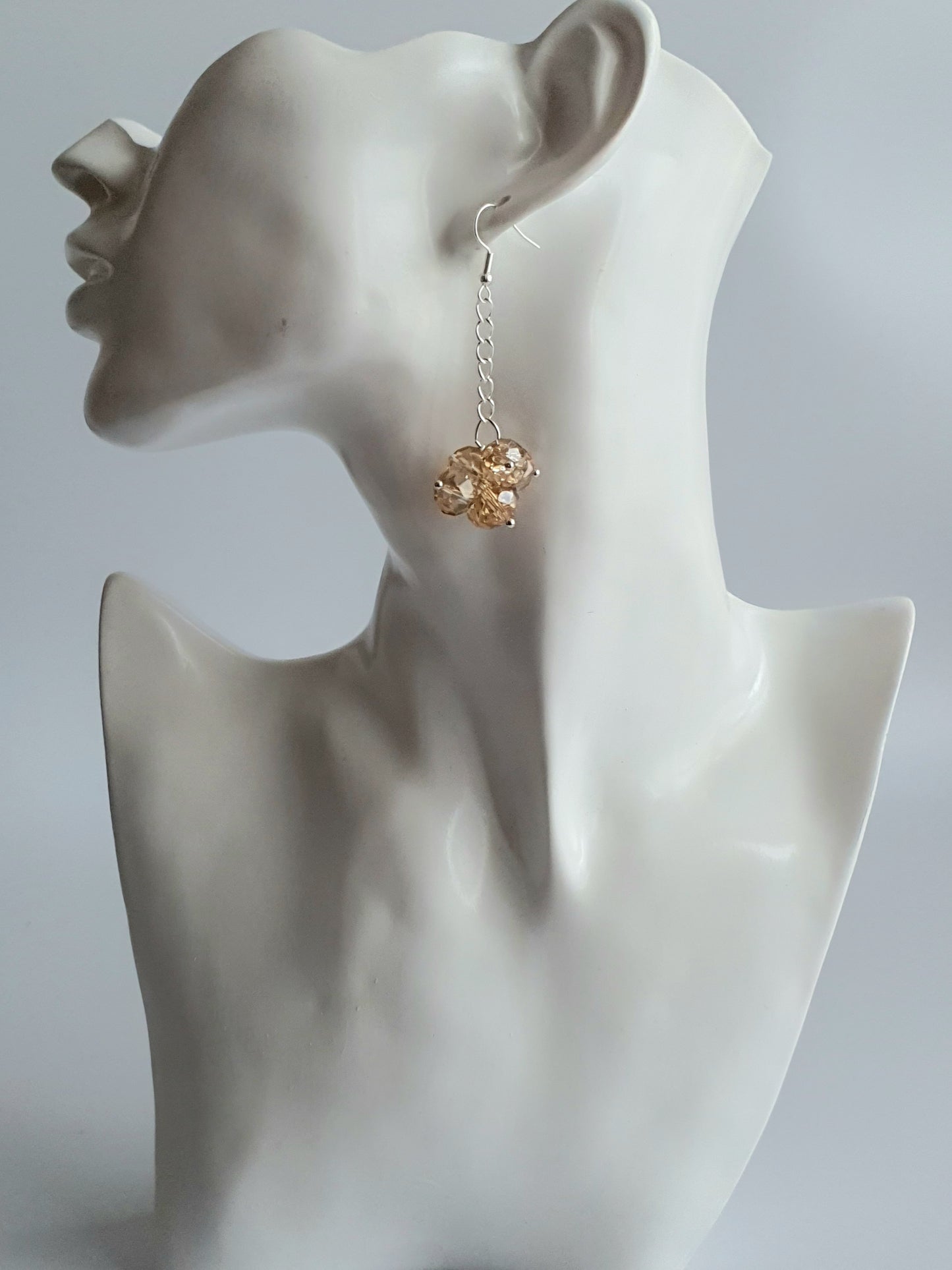 Gold Colour Crystal Cluster Necklace and Earring Set